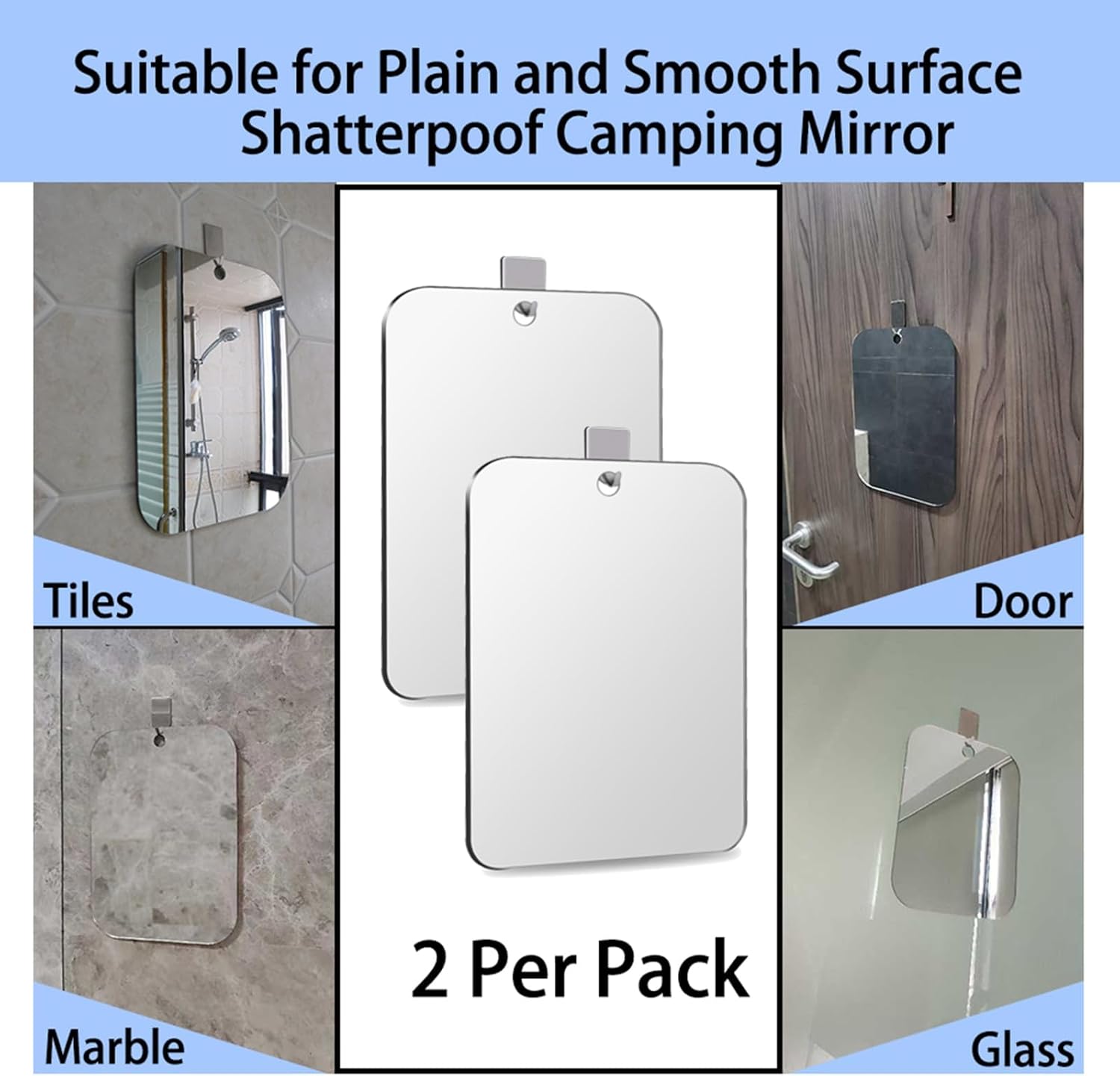2 Pack Shaver Mirror for Men and Women Shatterproof 107x8-inch