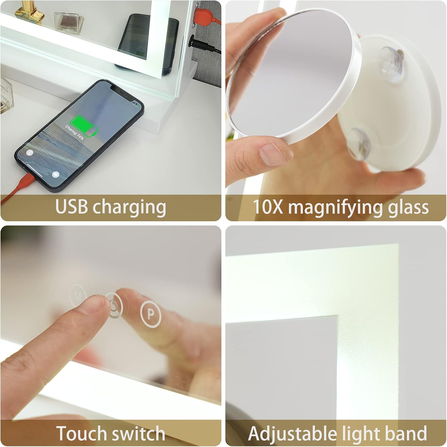 Elegant Vanity Mirror with 3 Modes and Adjustable Brightness
