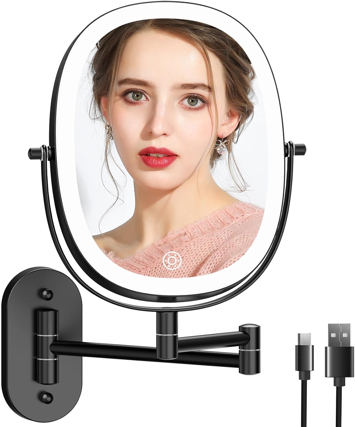 FUNTOUCH Wall Mounted Makeup Vanity Mirror Dual Magnification