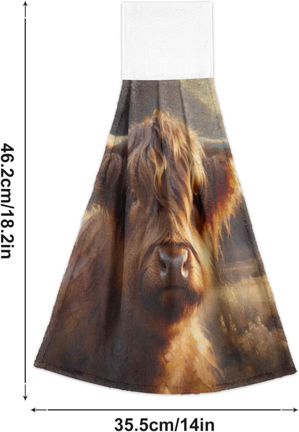 Premium Scottish Cow Brown Kitchen Hand Towels Set of 2 with Loop
