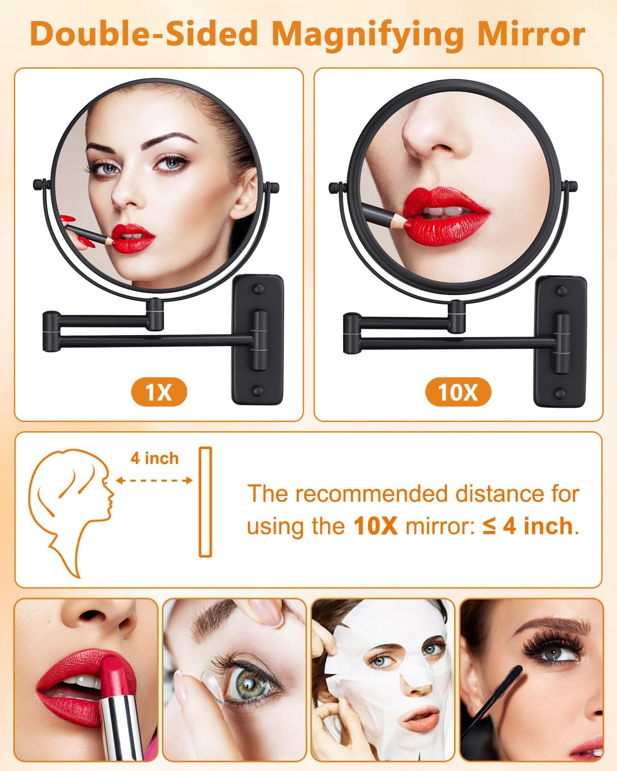Premium 360 Swivel Makeup Mirror - Double Sided Magnifying Mirror