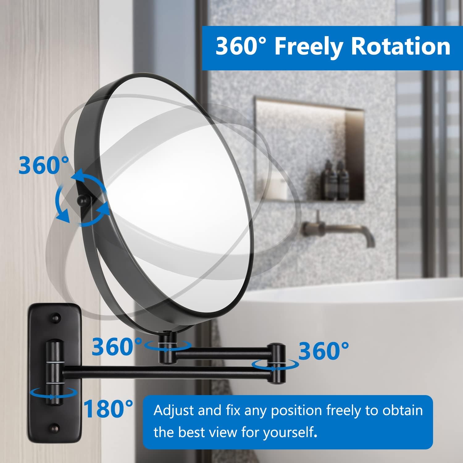 CLUS Wall-Mounted Double Sided 10X Makeup Mirror