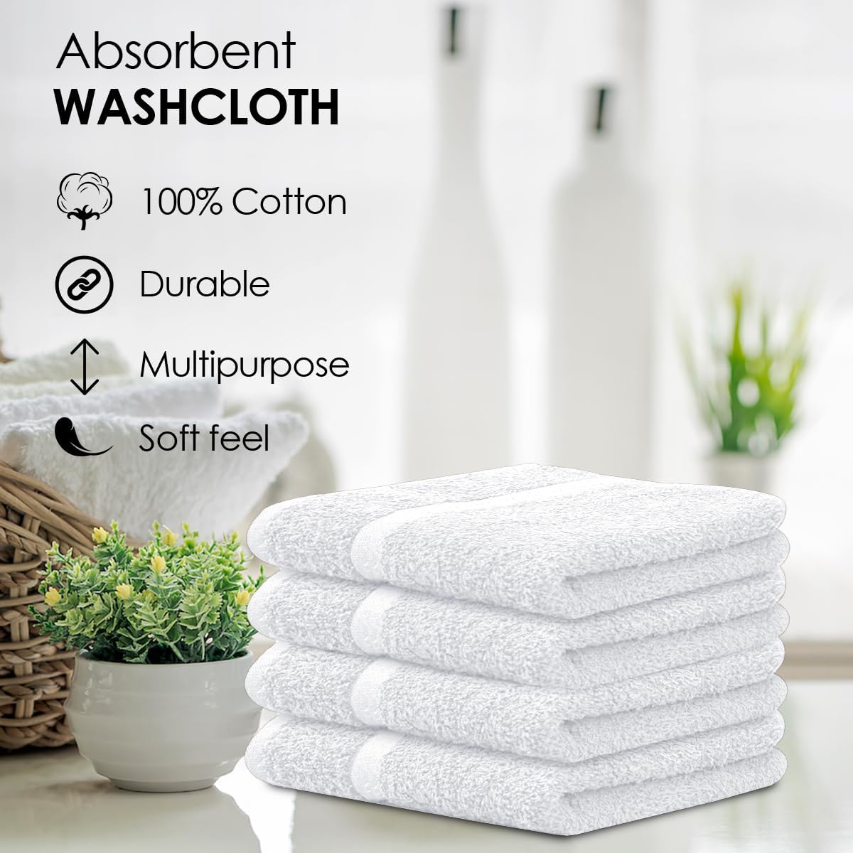 Avalon 12x12 Washcloths - 60 Count