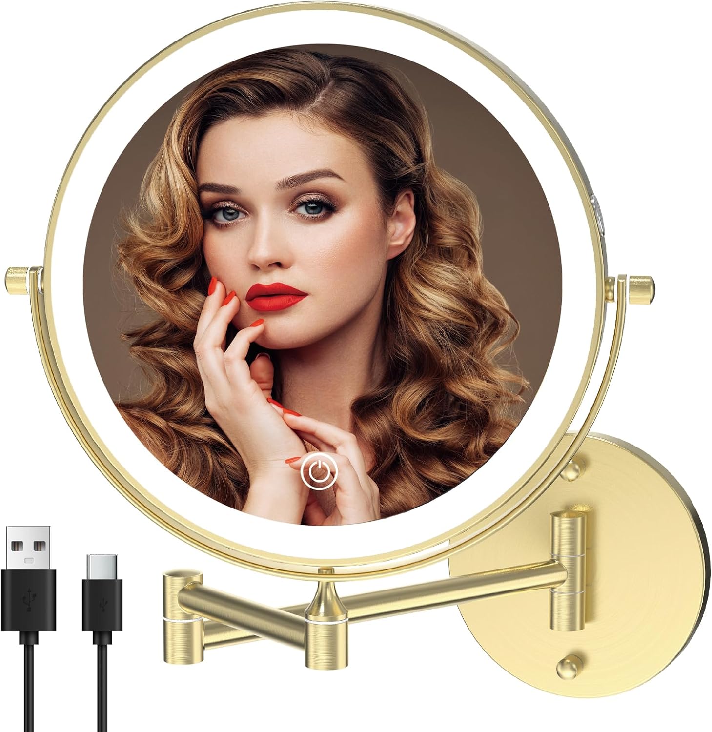 8-inch Rechargeable Wall-Mounted Makeup Vanity Mirror