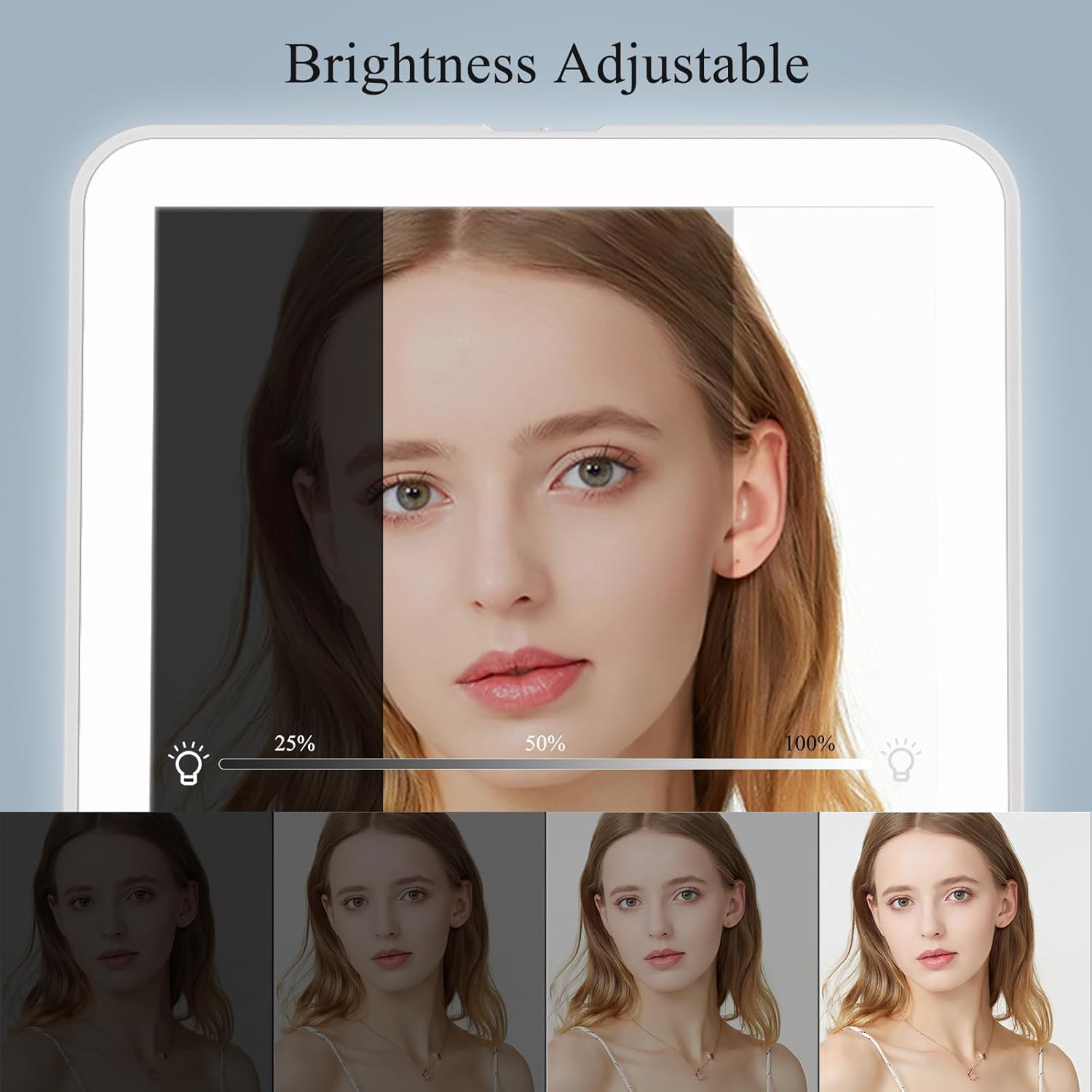 FUNTOUCH Rechargeable and Lightweight Travel Makeup Mirror with 72 LED Lights
