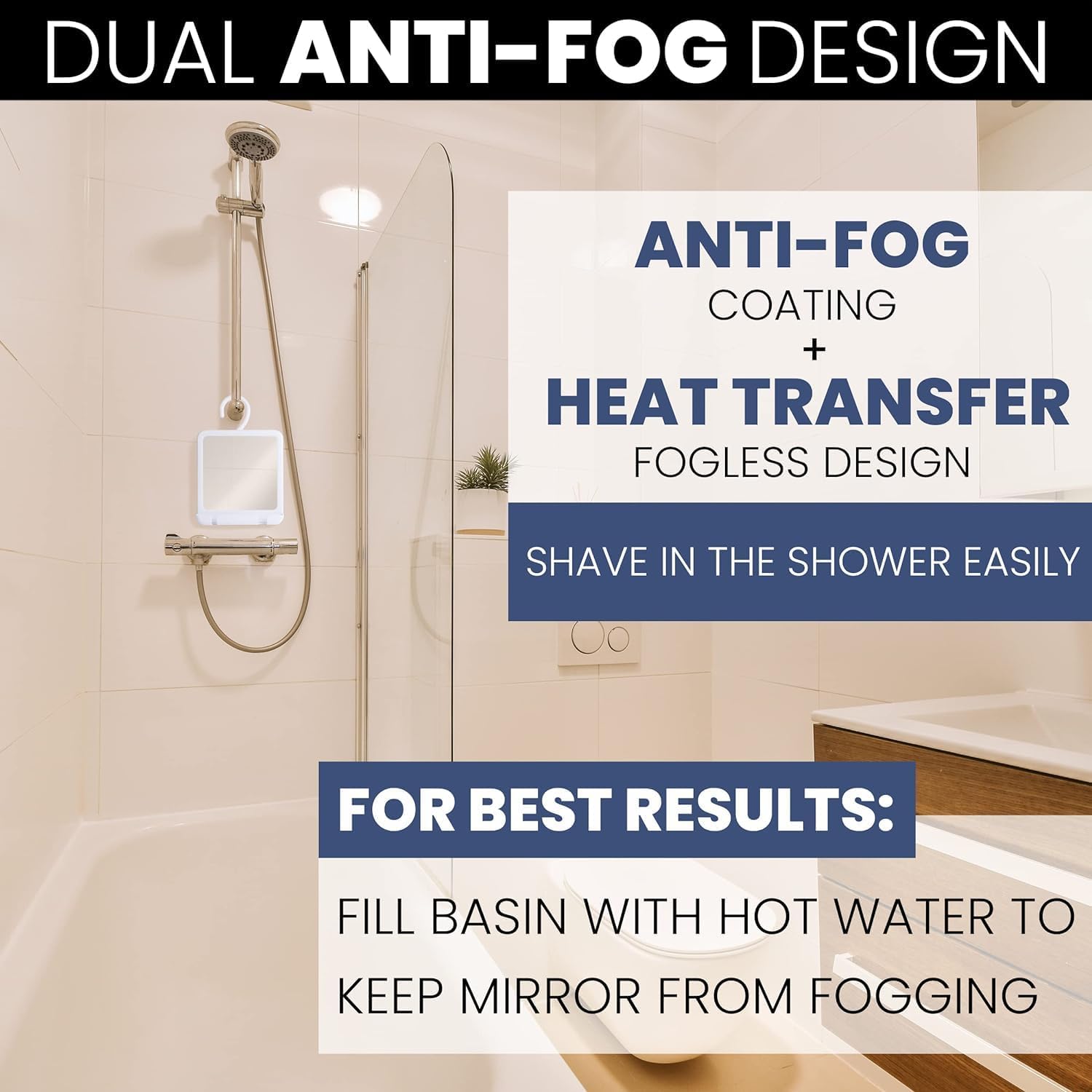 MIRRORVANAdual anti-fog shower mirror