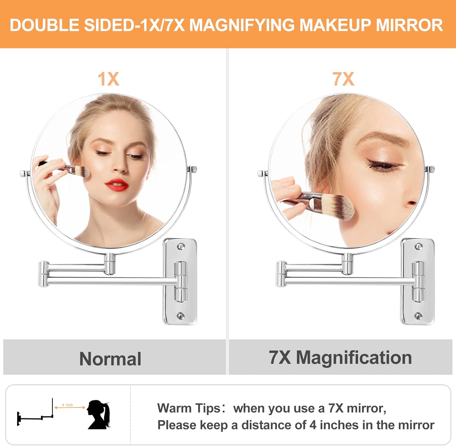 9-inch Chrome Bath Wall Makeup Mirror