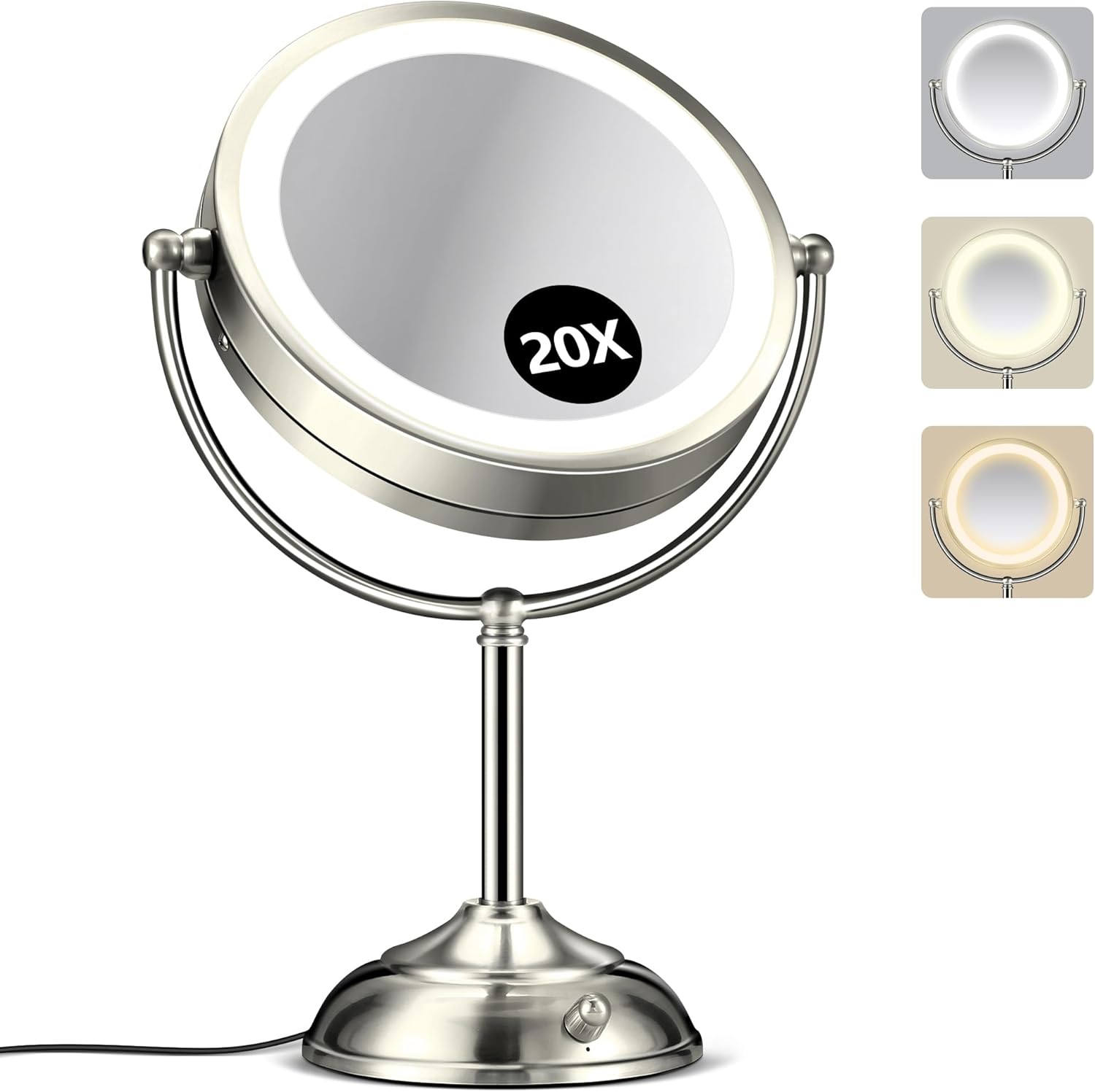 20X Magnifying Makeup Mirror with Rechargeable Lights