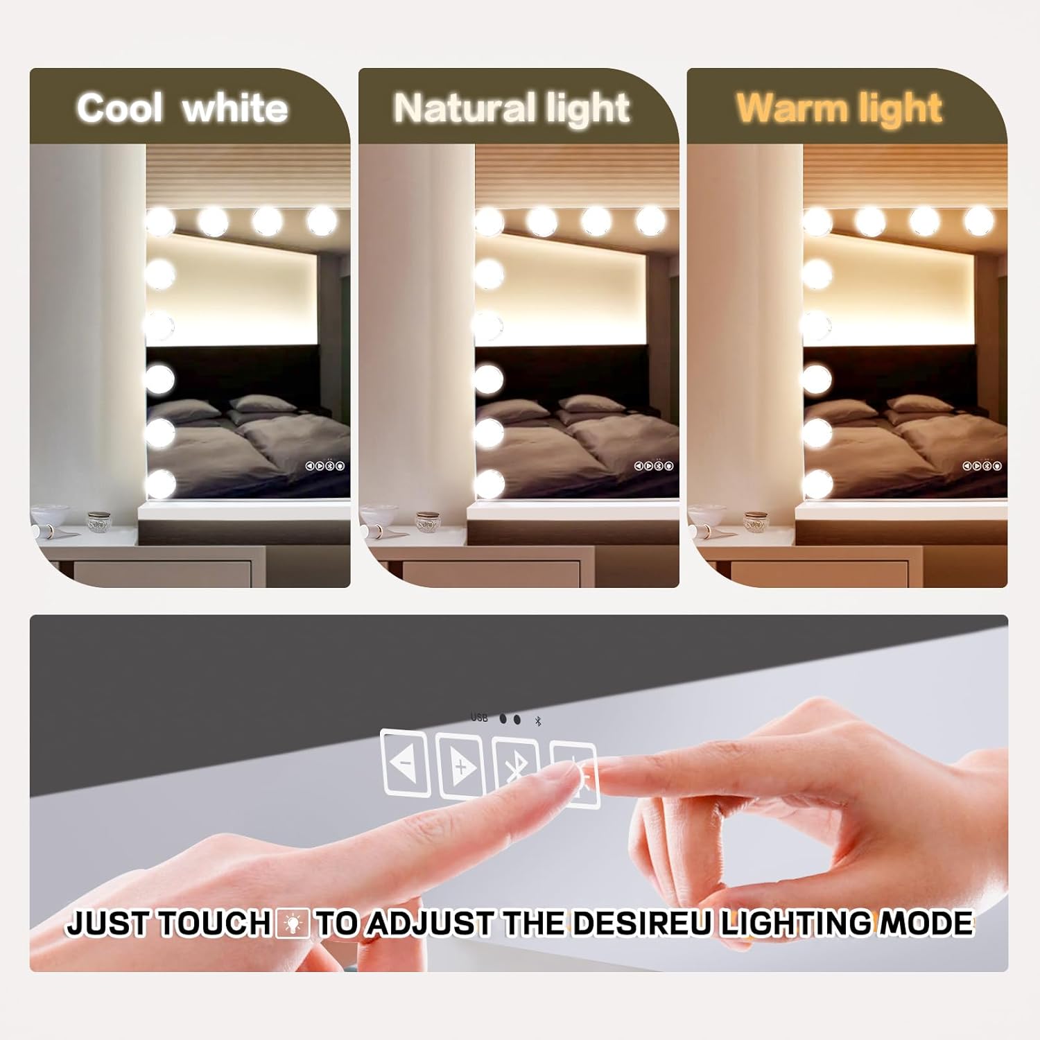Vanity Mirror with Music LED Lights