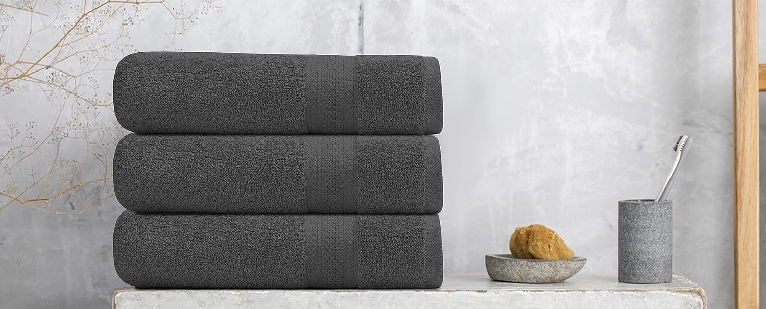 Premium Bath Towel Set - 6 x Terry Cotton Towels 24x48 for Daily Use