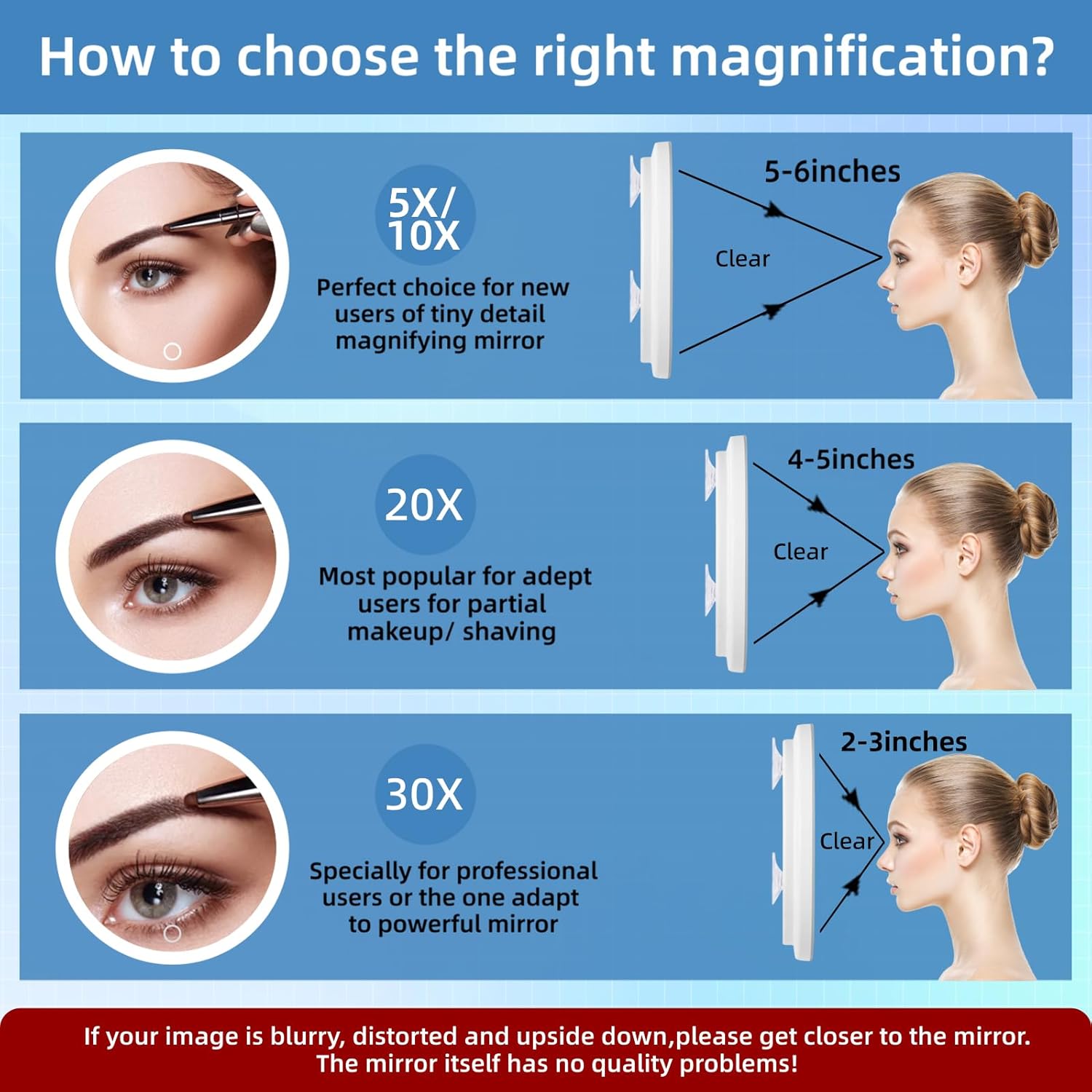 30X Magnifying Mirror with Lights Compact Travel Mirror
