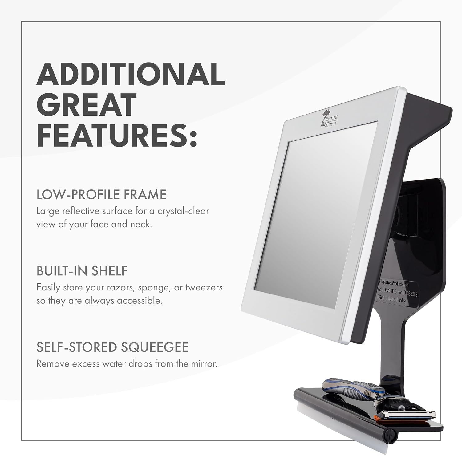 ToiletTree Products Anti-Fog Shower Mirror with Squeegee