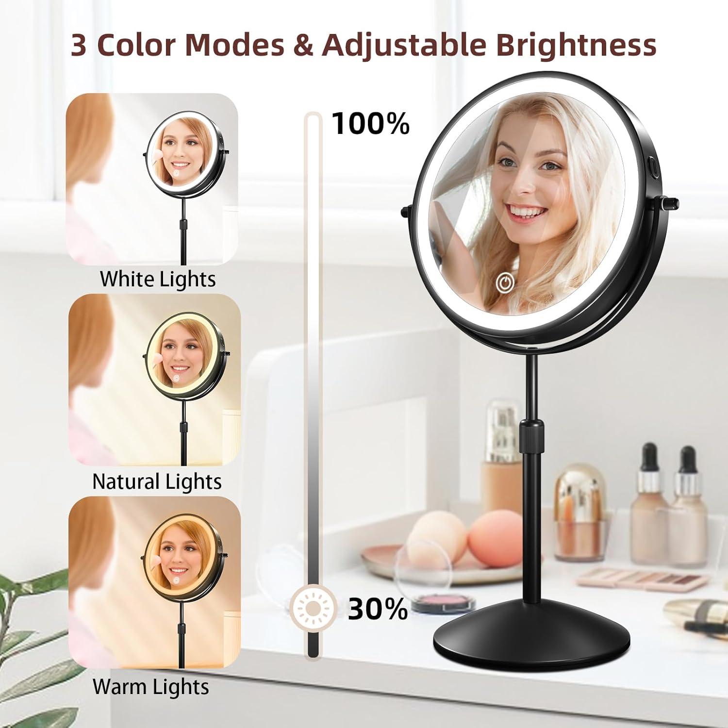 Omobolanle 8 Lightweight Makeup Mirror with LED Lights for Women