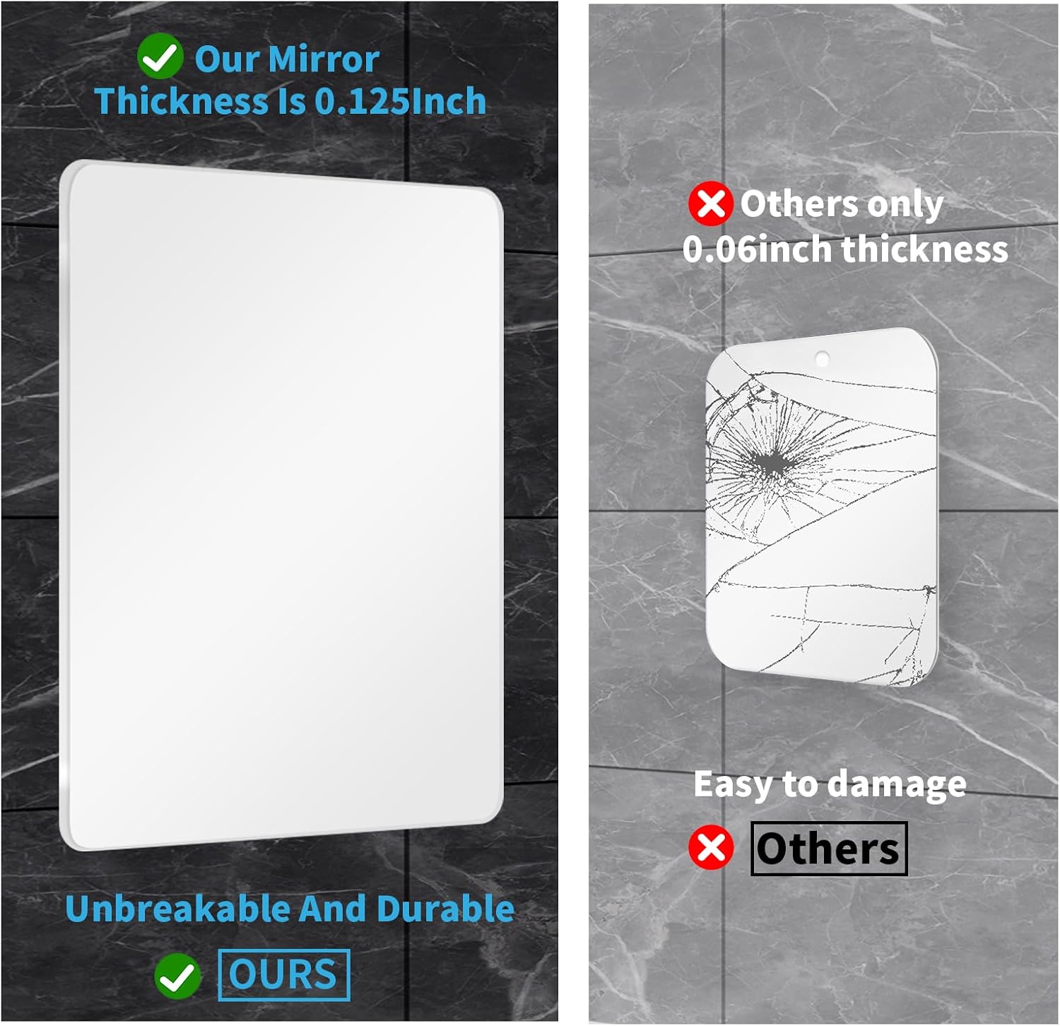 Big Strong Easy to Use - No Fog Show-Mirror for Shaving