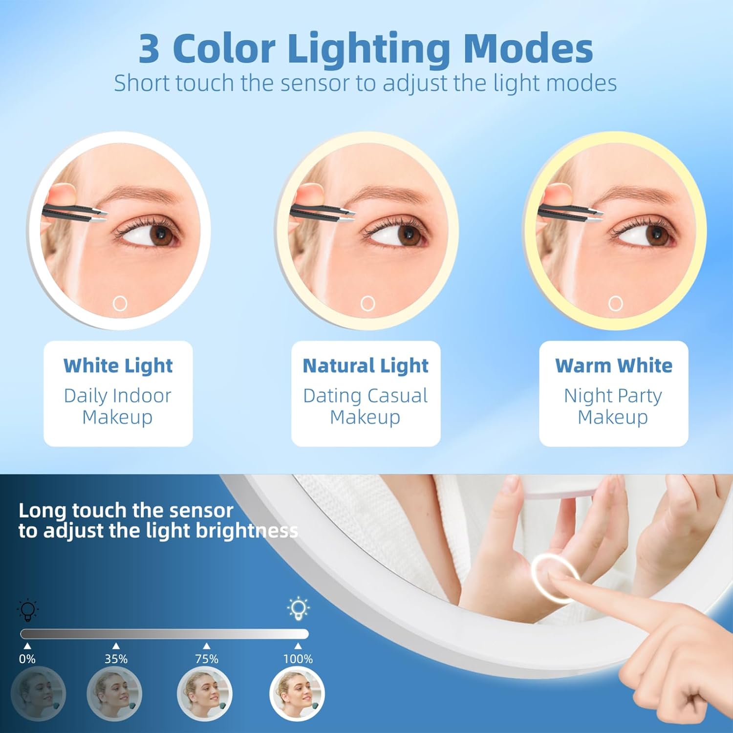 30X Magnifying Mirror with Lights Compact Travel Mirror