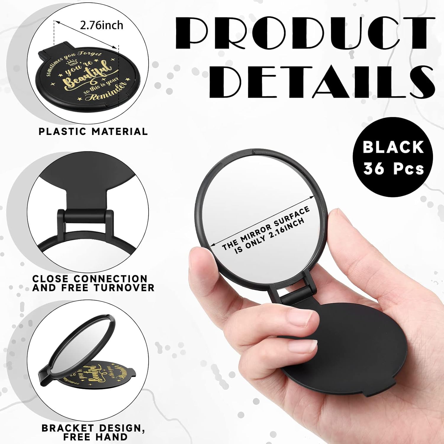 36 Compact Inspirational Mirrors for Women 276-Inch Round Design