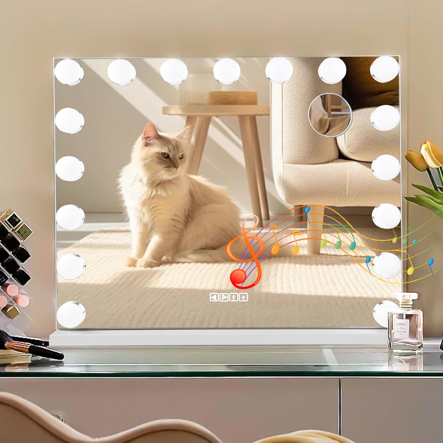 Vanity Mirror with Music LED Lights