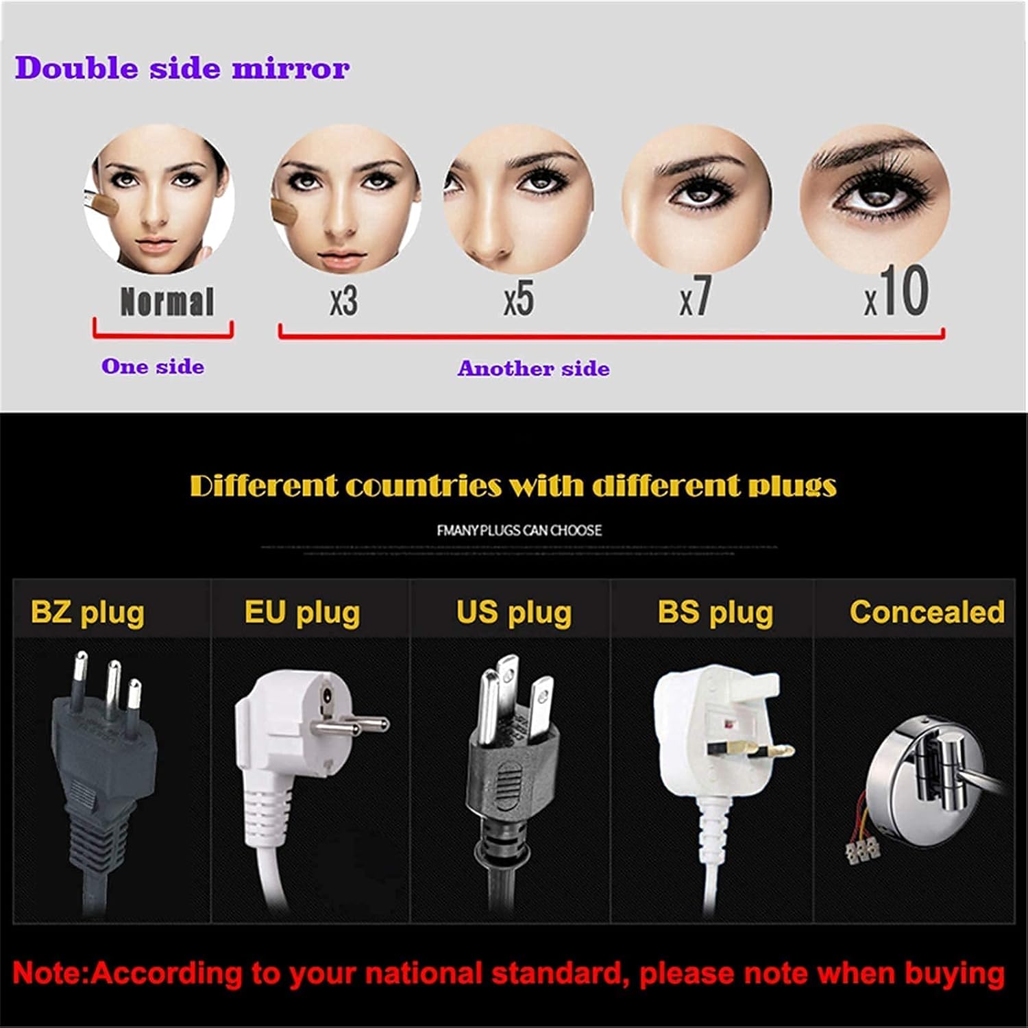 Wall-Mounted Makeup Mirror with LED Light