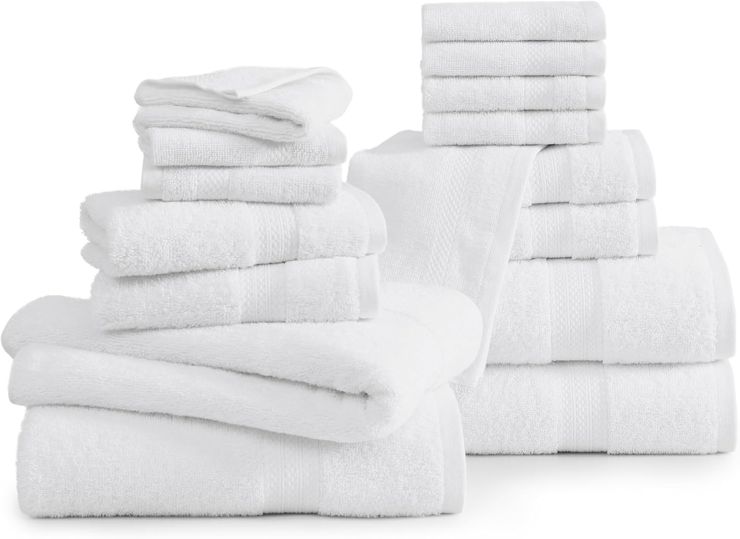 16-Piece Luxury Cotton Bath Towels Set - Soft Absorbent 100 Cotton Towels
