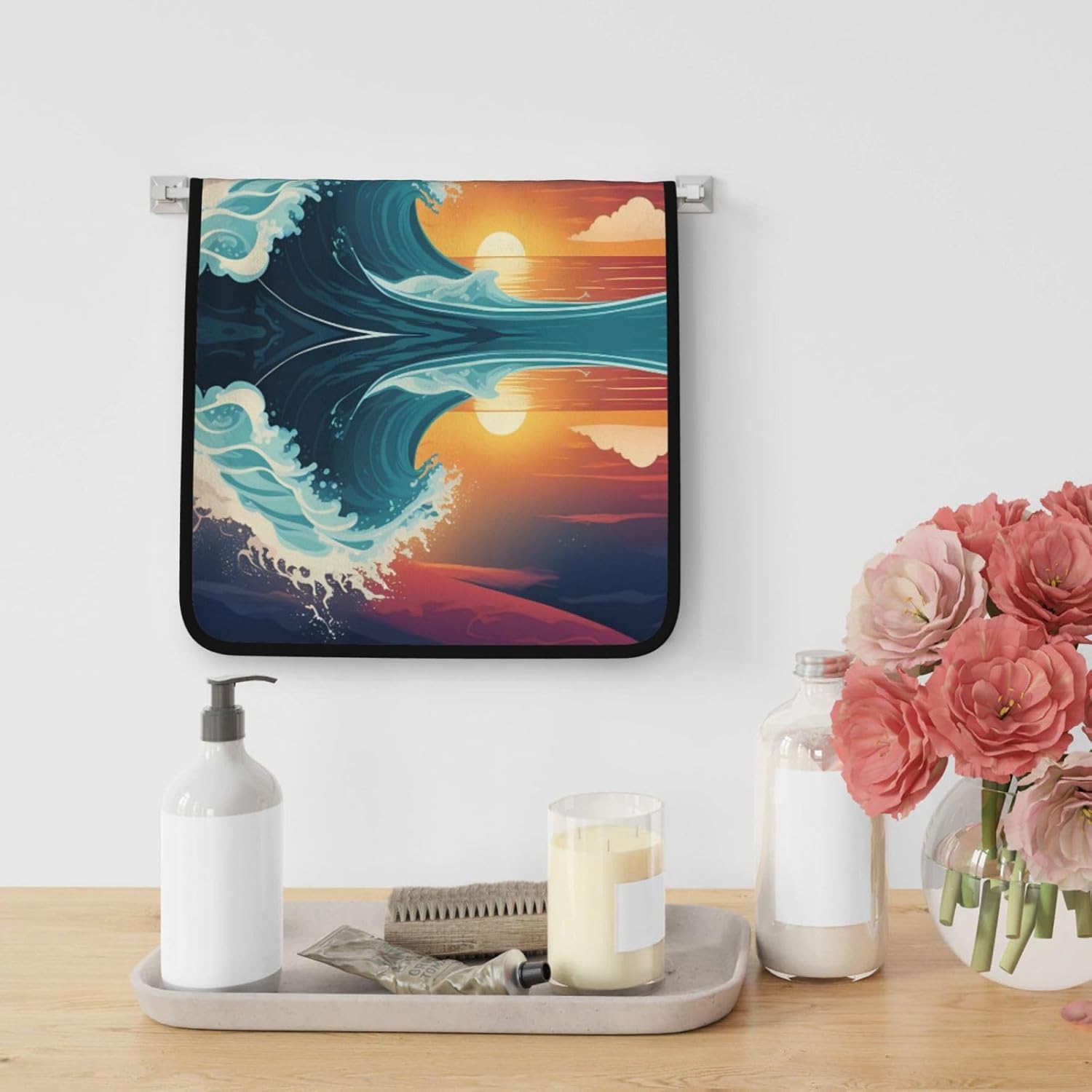 Sunset Sunrise Coral Velvet Towel