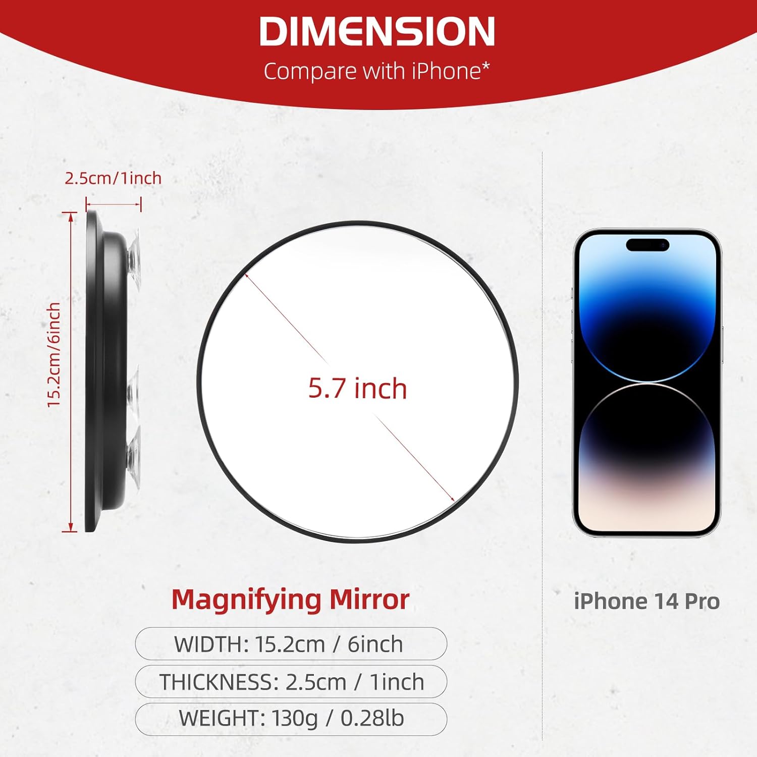 30 X Magnifying Mirror with Suction Cups