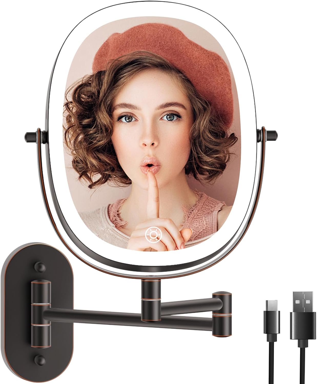 Rechargeable Wall-Mounted Makeup Mirror