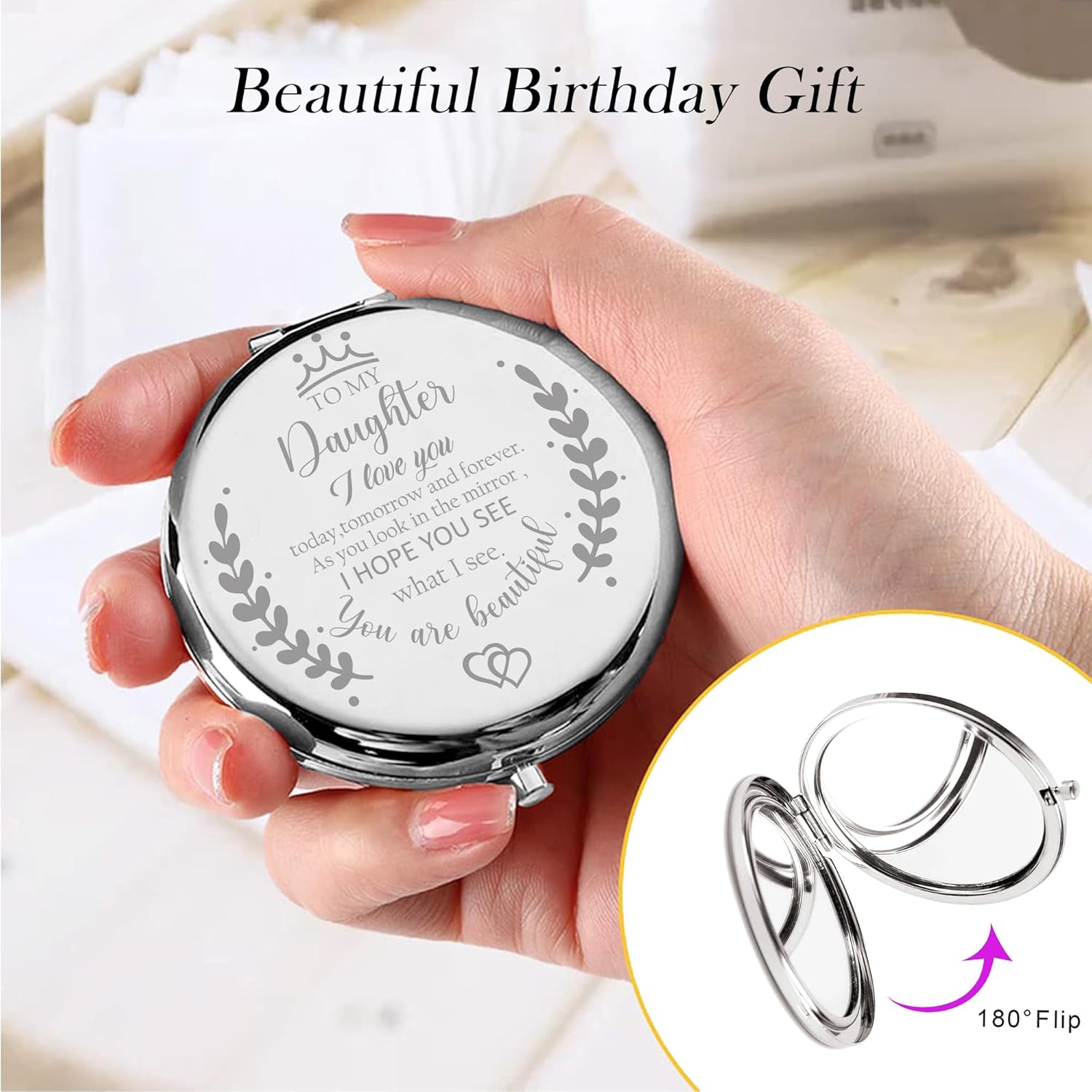 Personal Engraved Makeup Mirror for Daughter