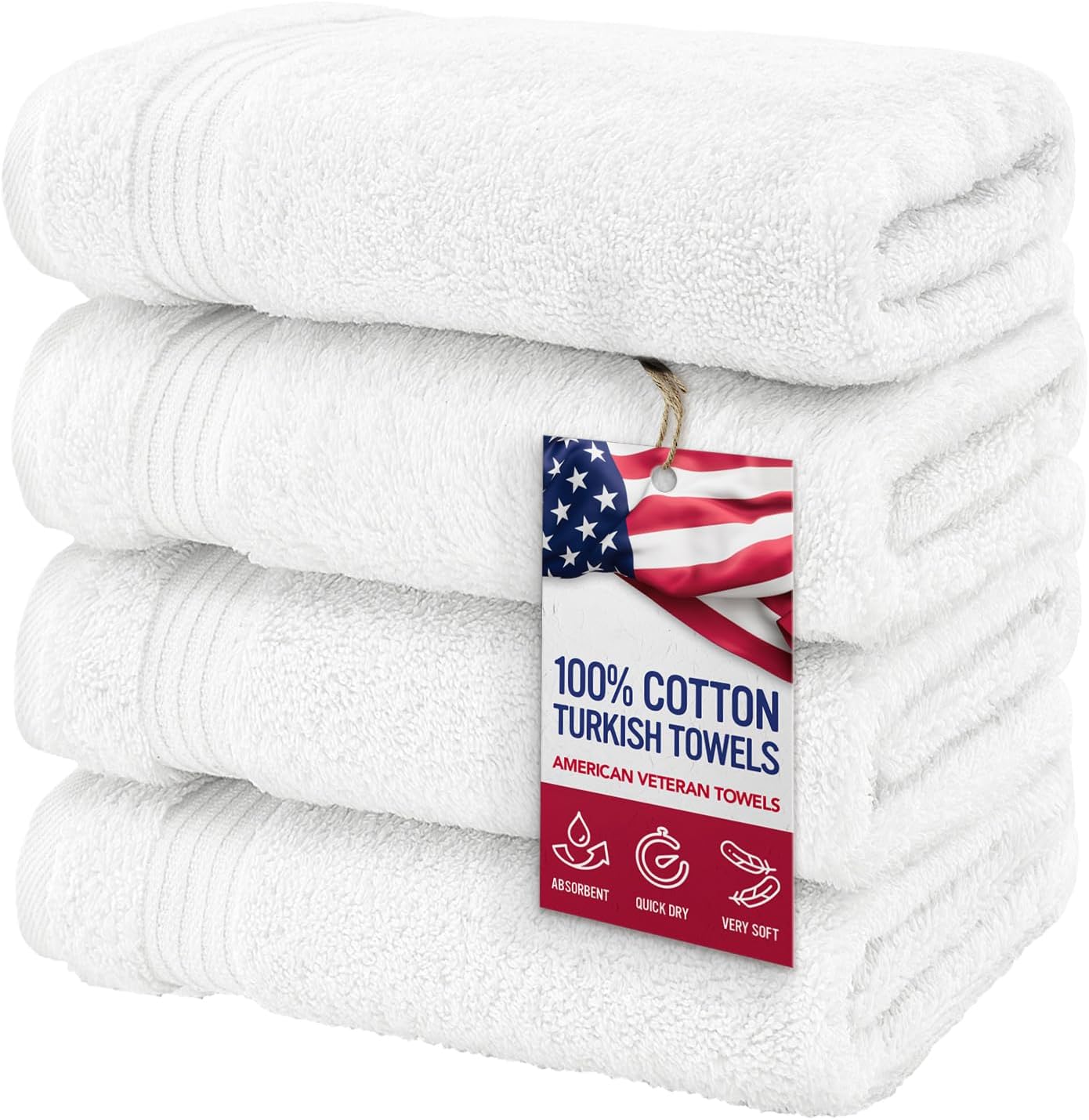 American Veteran 4-Piece Turkish Cotton Hand Towels Set