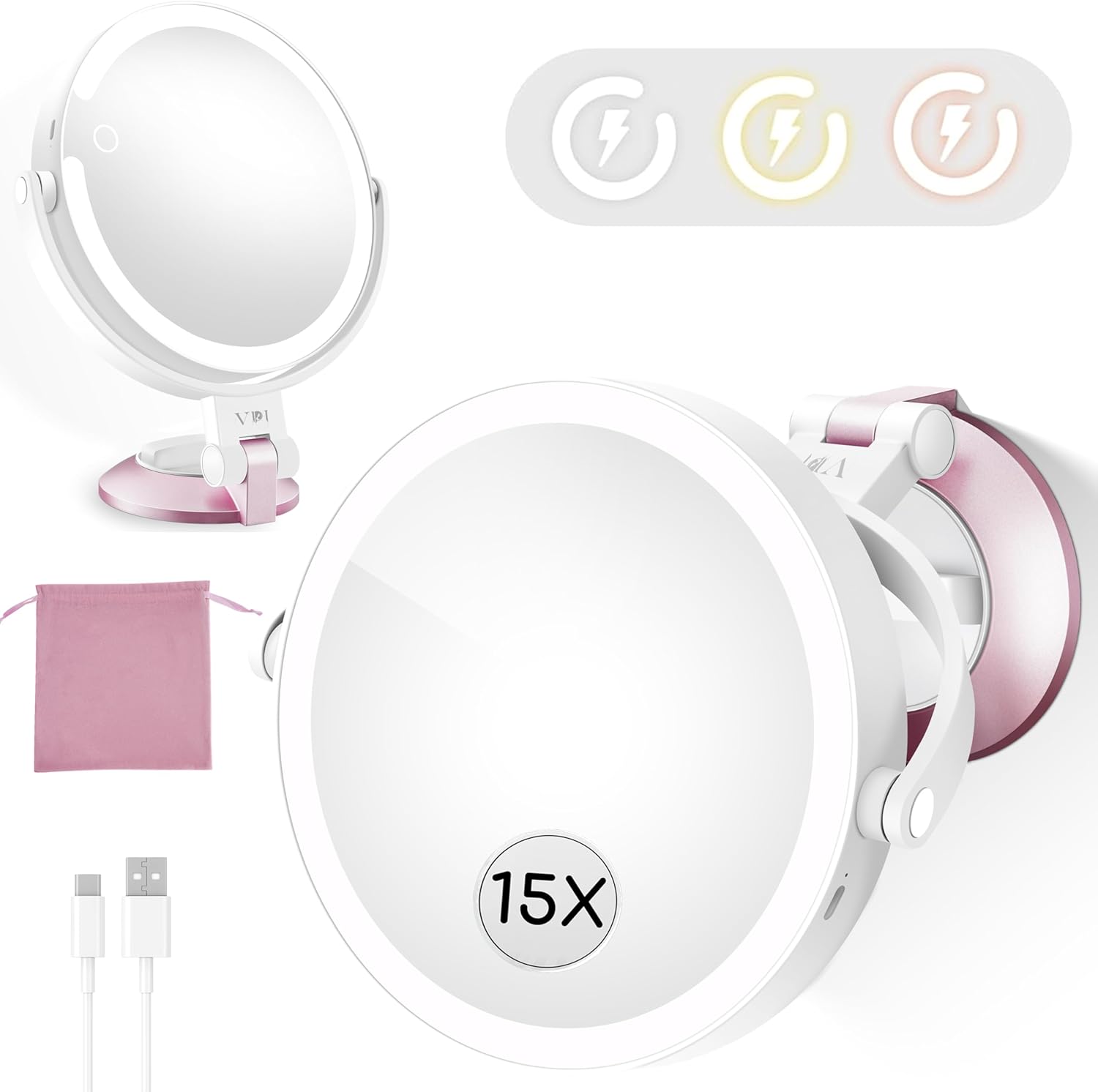 15X Wall-Mounted Magnifying Makeup Mirror