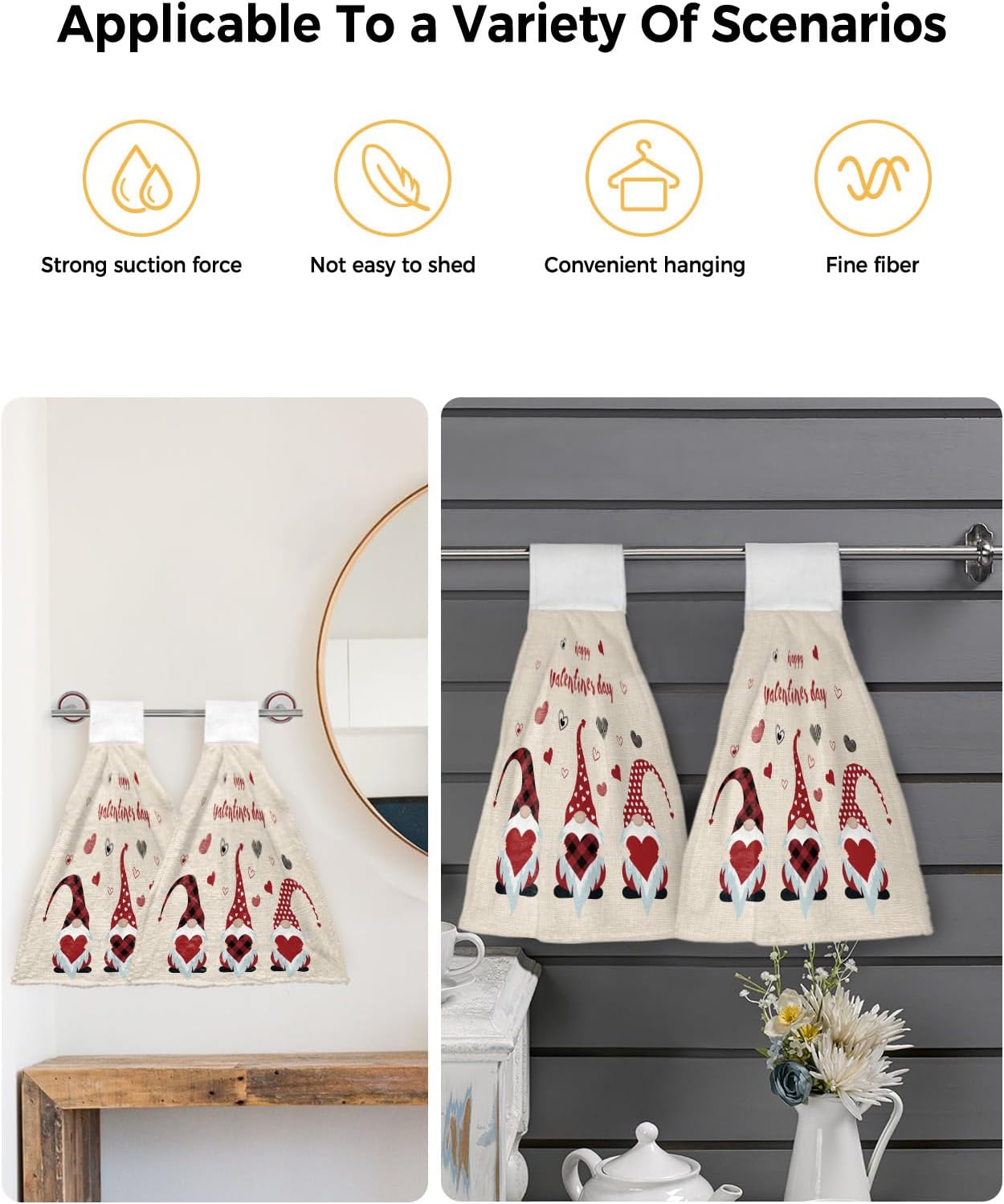 Valentines Day Kitchen Towels with Love Hearts