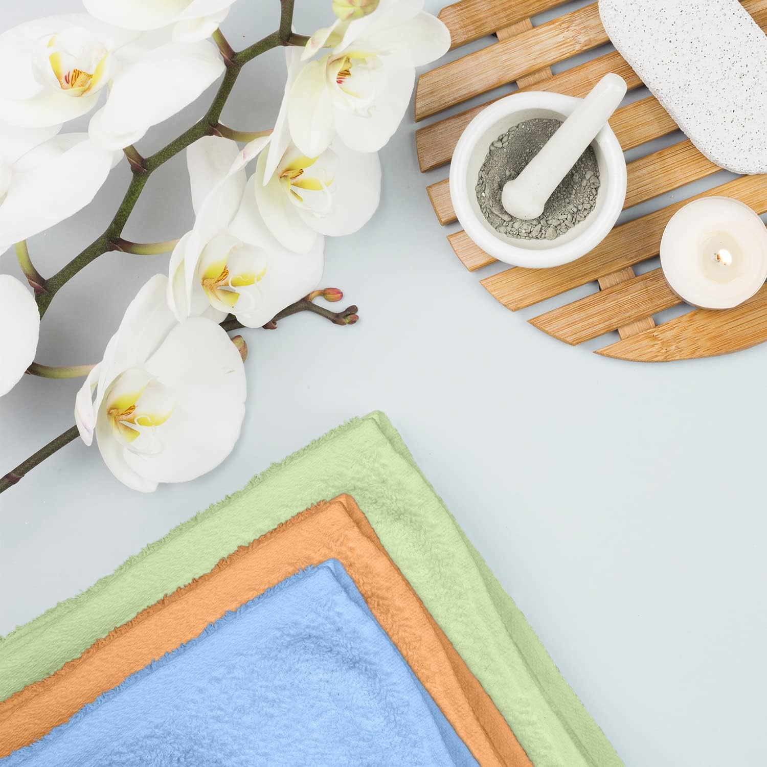 Extra-Absorbent 100 Cotton Washcloths Set for Bathroom Spa Use