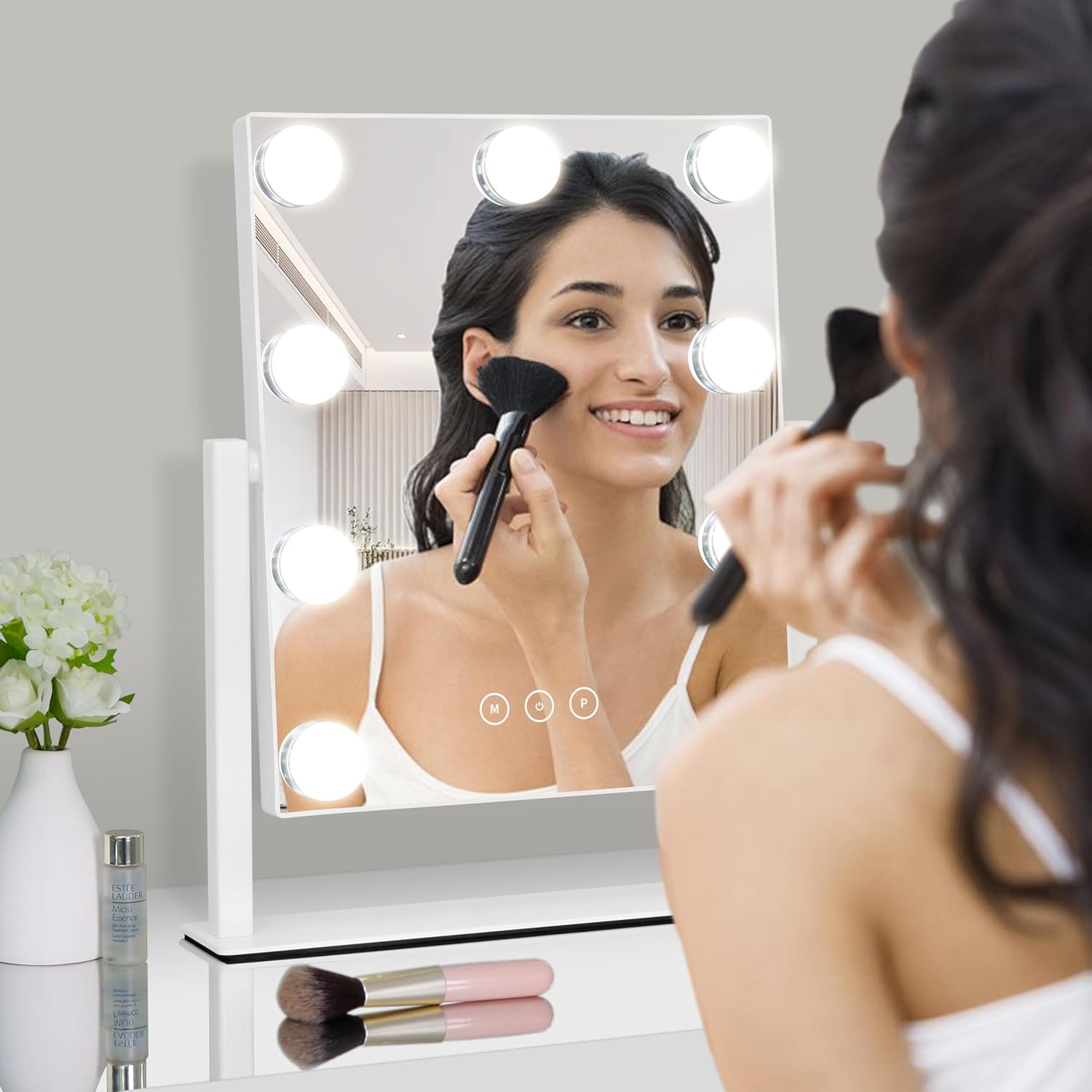 Elegant Vanity Mirror with 3 Colors Lighting