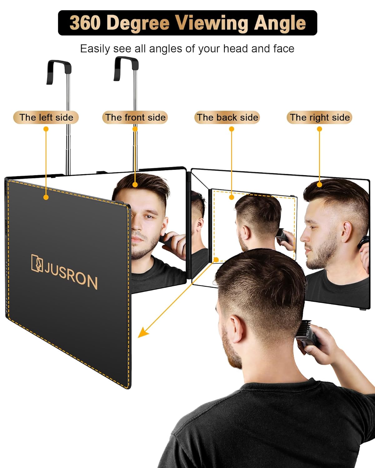 JUSRON 360 Viewing Angle Self-Hair Cutting Mirror