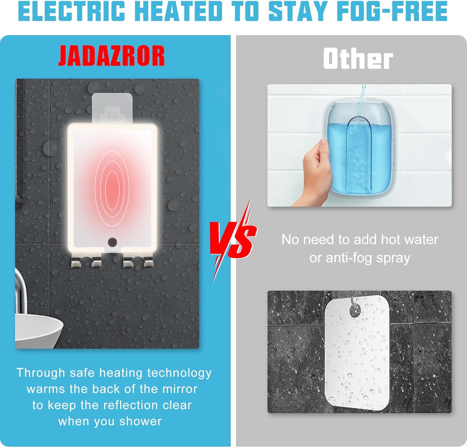 Heated Mirror Over-The-Shower for Shaving