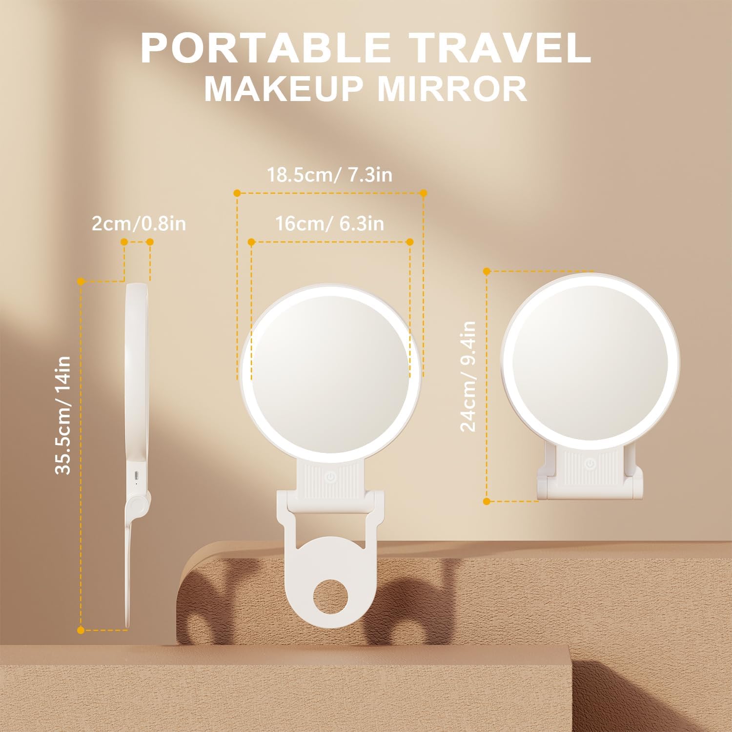 1X30X Double Sided Magnifying Mirror with Light Adjustable Handles