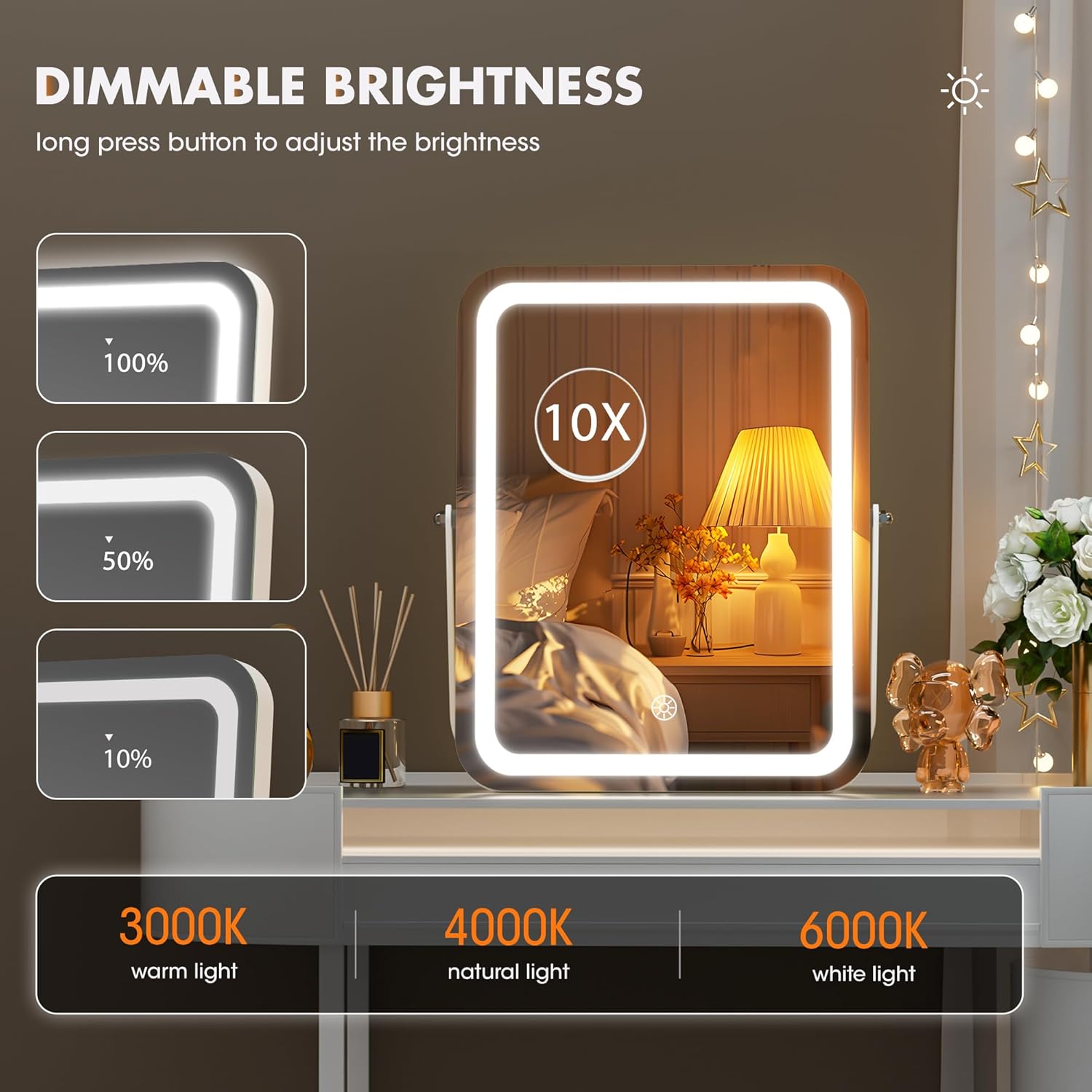 Versatile Vanity Mirror with Smart Lighting Magnifying Glass