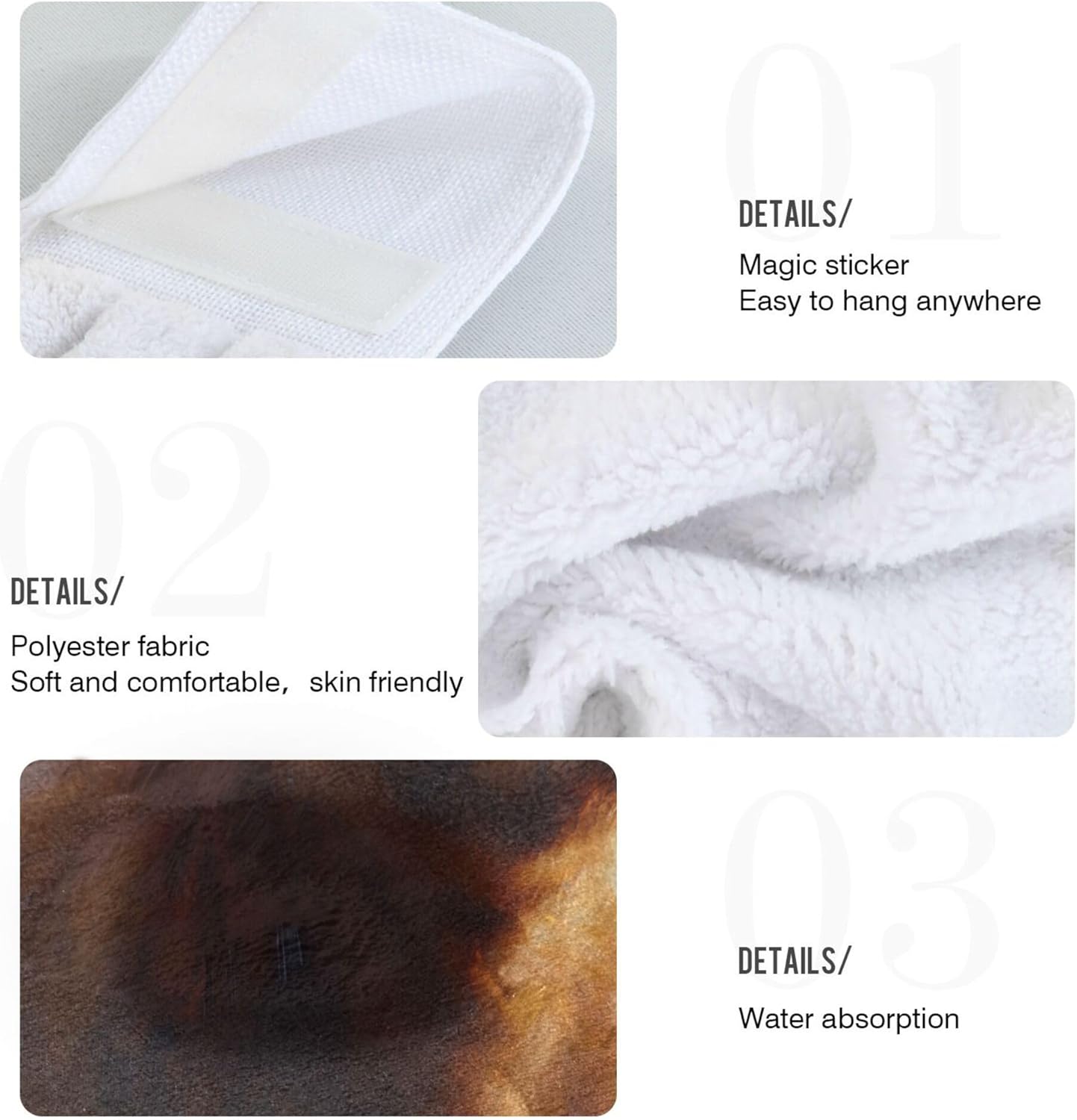 Premium Scottish Cow Brown Kitchen Hand Towels Set of 2 with Loop