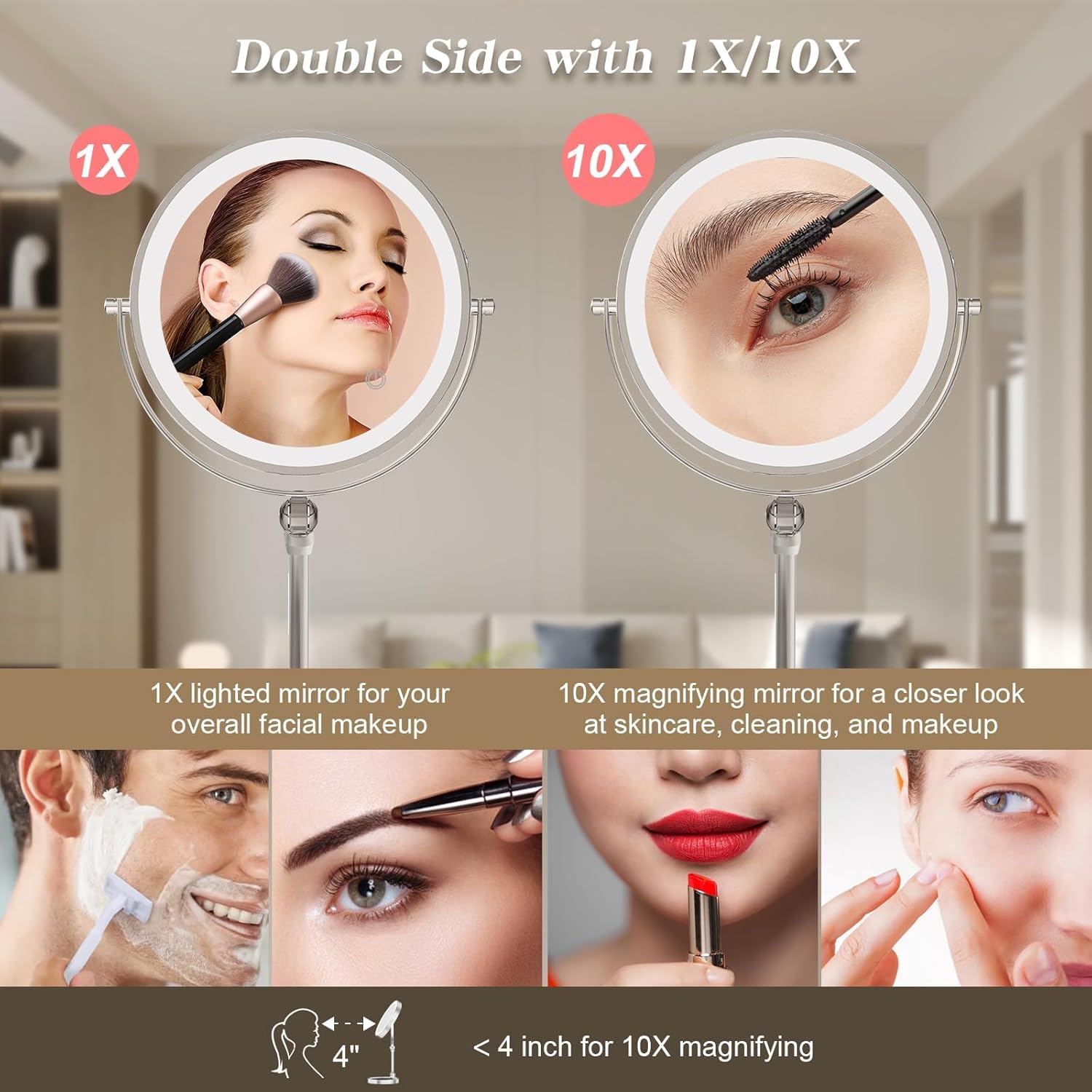 9 High-Quality Makeup Mirror with 1X10X Magnification