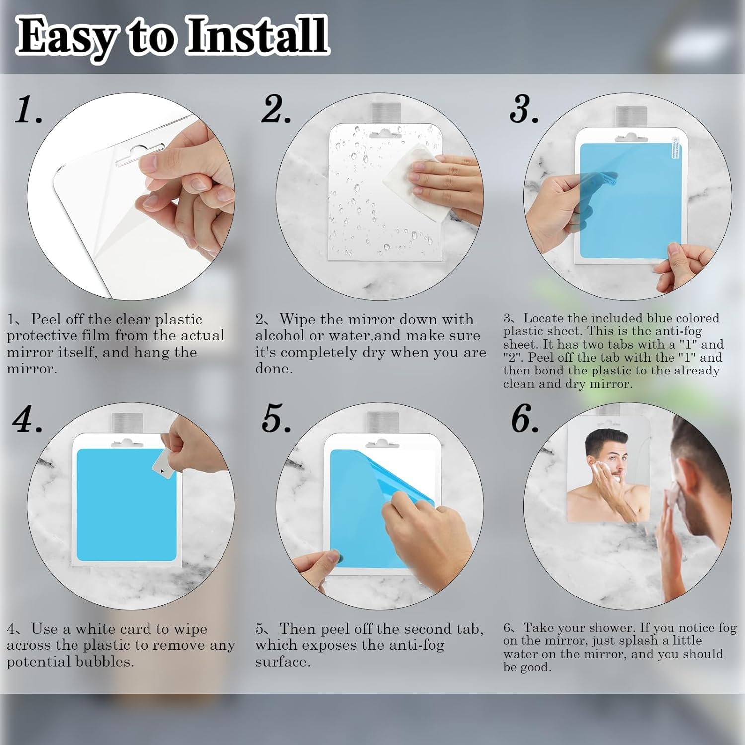Stain Resistant Anti-Fog Mirror for Bathroom