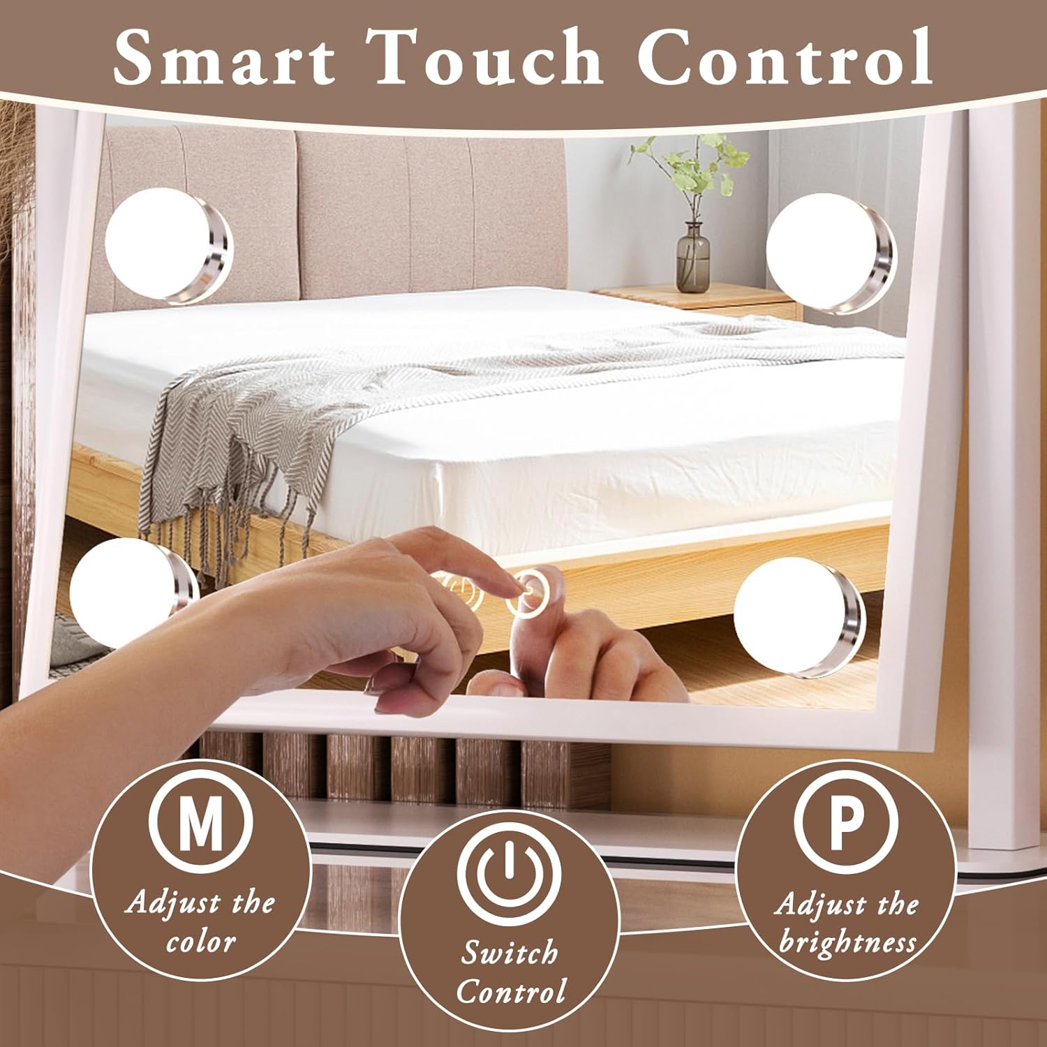 Stylish Lighted Makeup Mirror with 360-Degree Rotation for Women