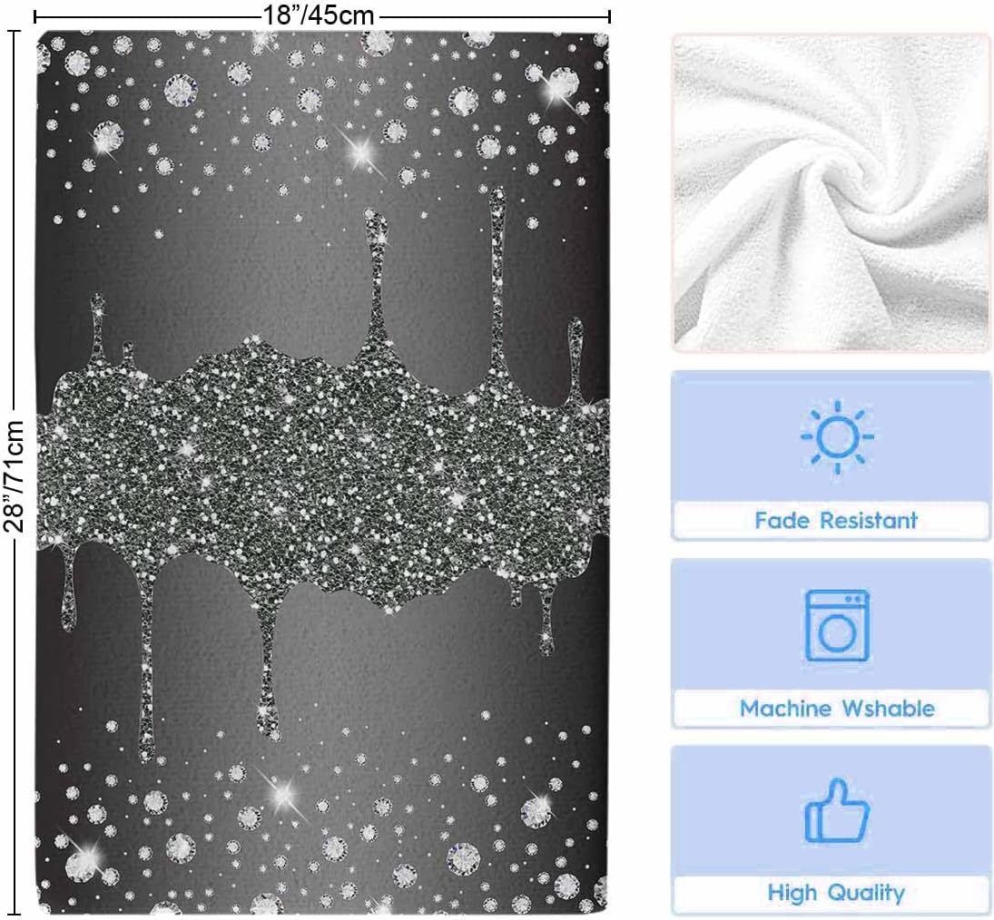 Dripping Black Tea Towels with Glitter