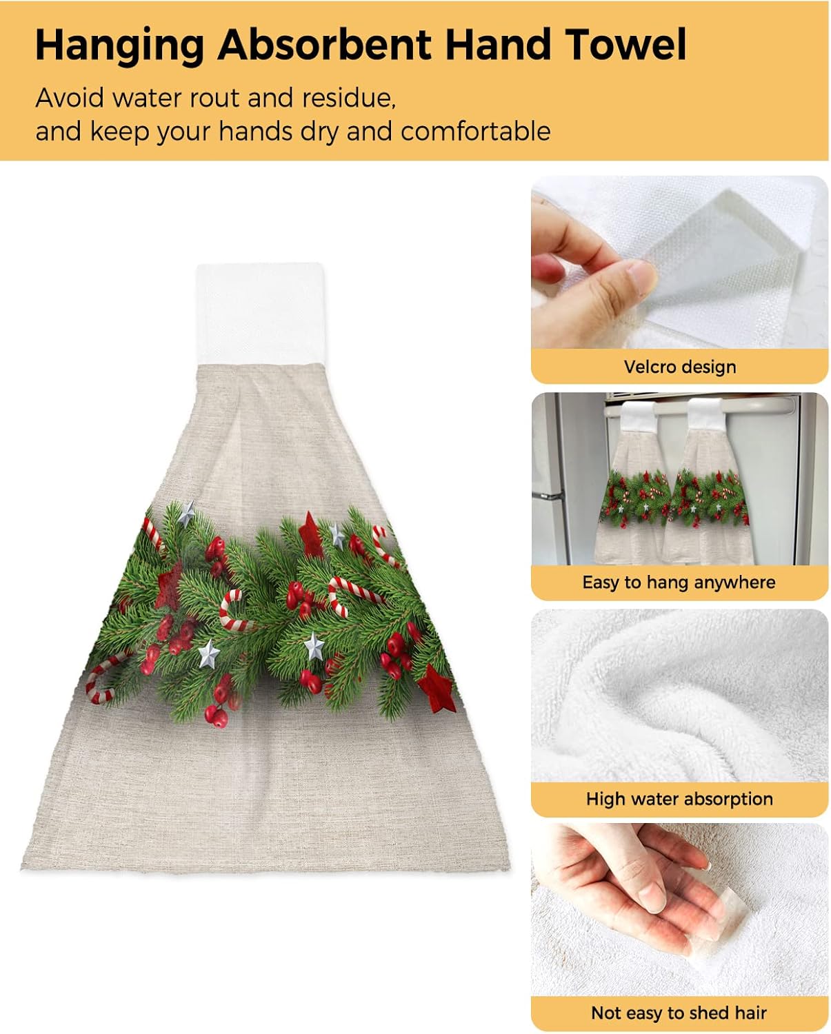 High-Quality Christmas Kitchen Towels with Festive Holly Candy Christmas Tree Design