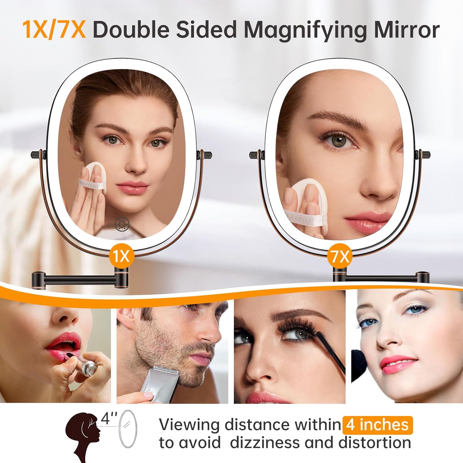 Rechargeable Wall-Mounted Makeup Mirror