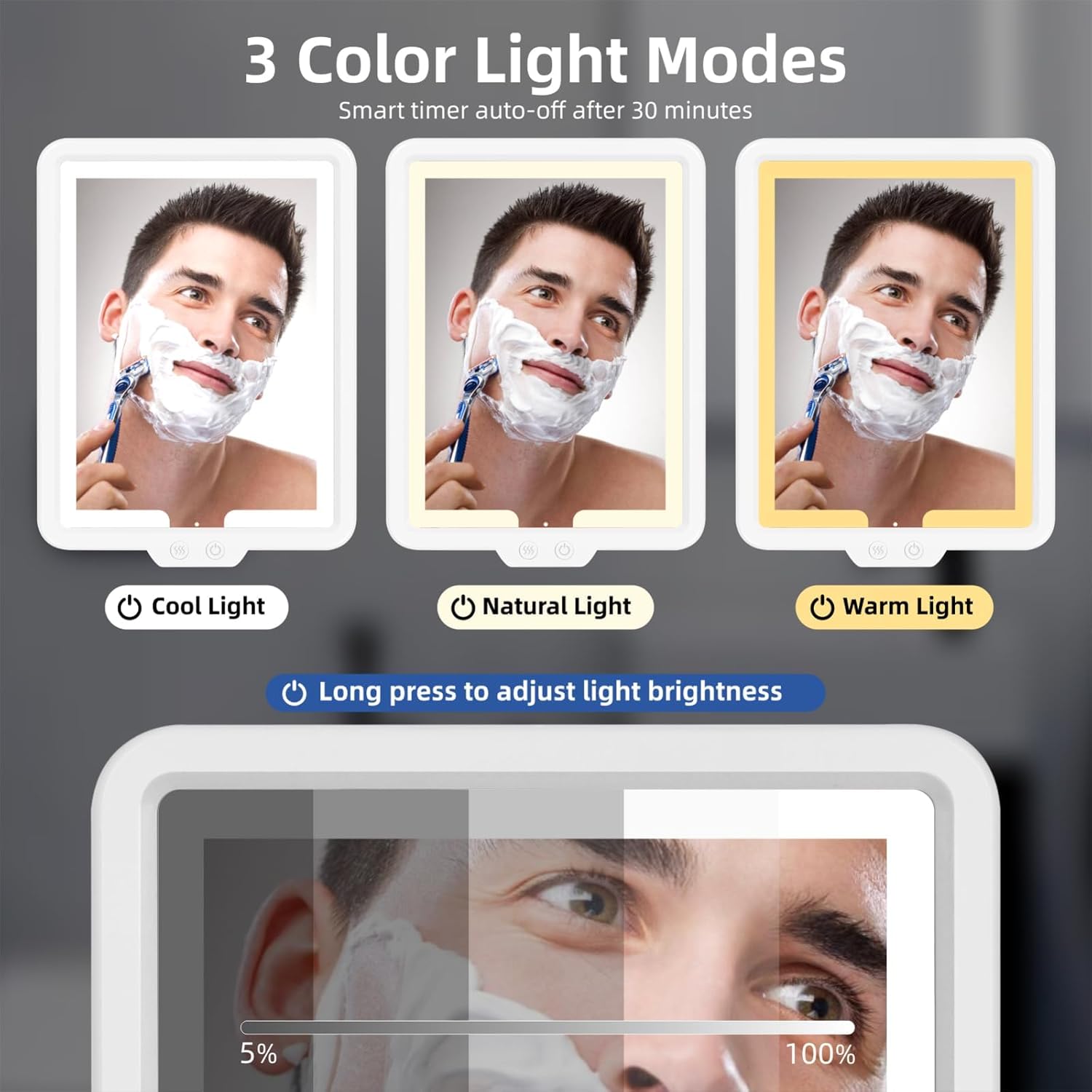 Heated Anti-Fog Shower Mirror for Shavers