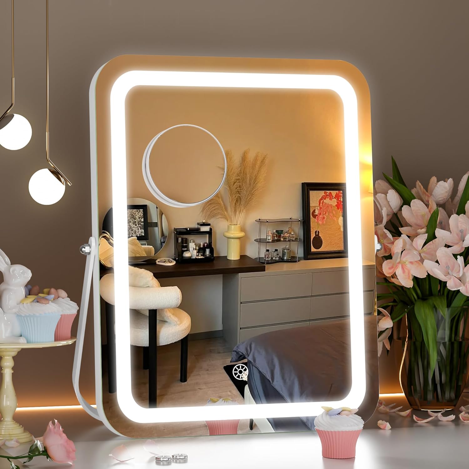 Versatile Vanity Mirror with Smart Lighting Magnifying Glass