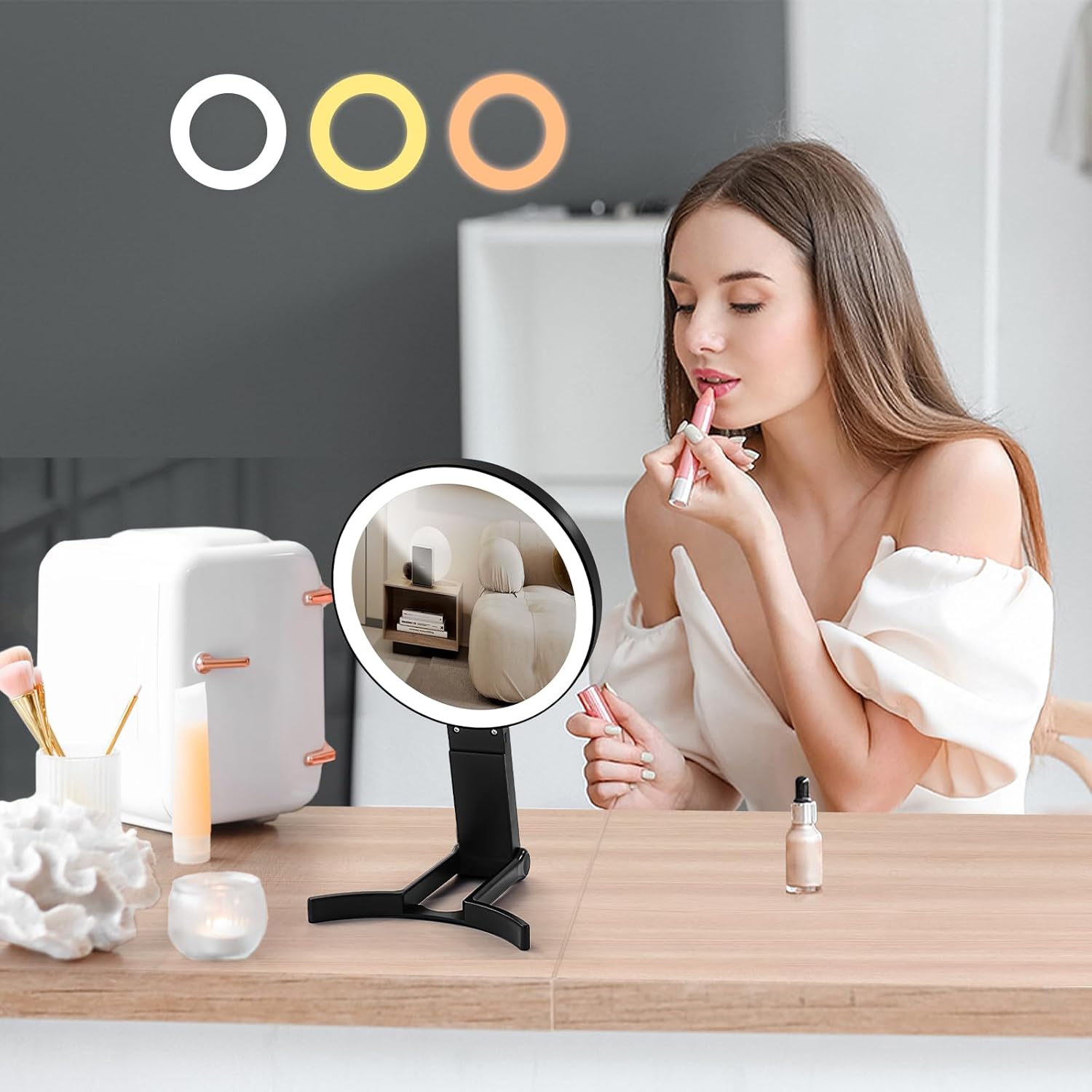 VPU Compact Travel Makeup Mirror with Lights
