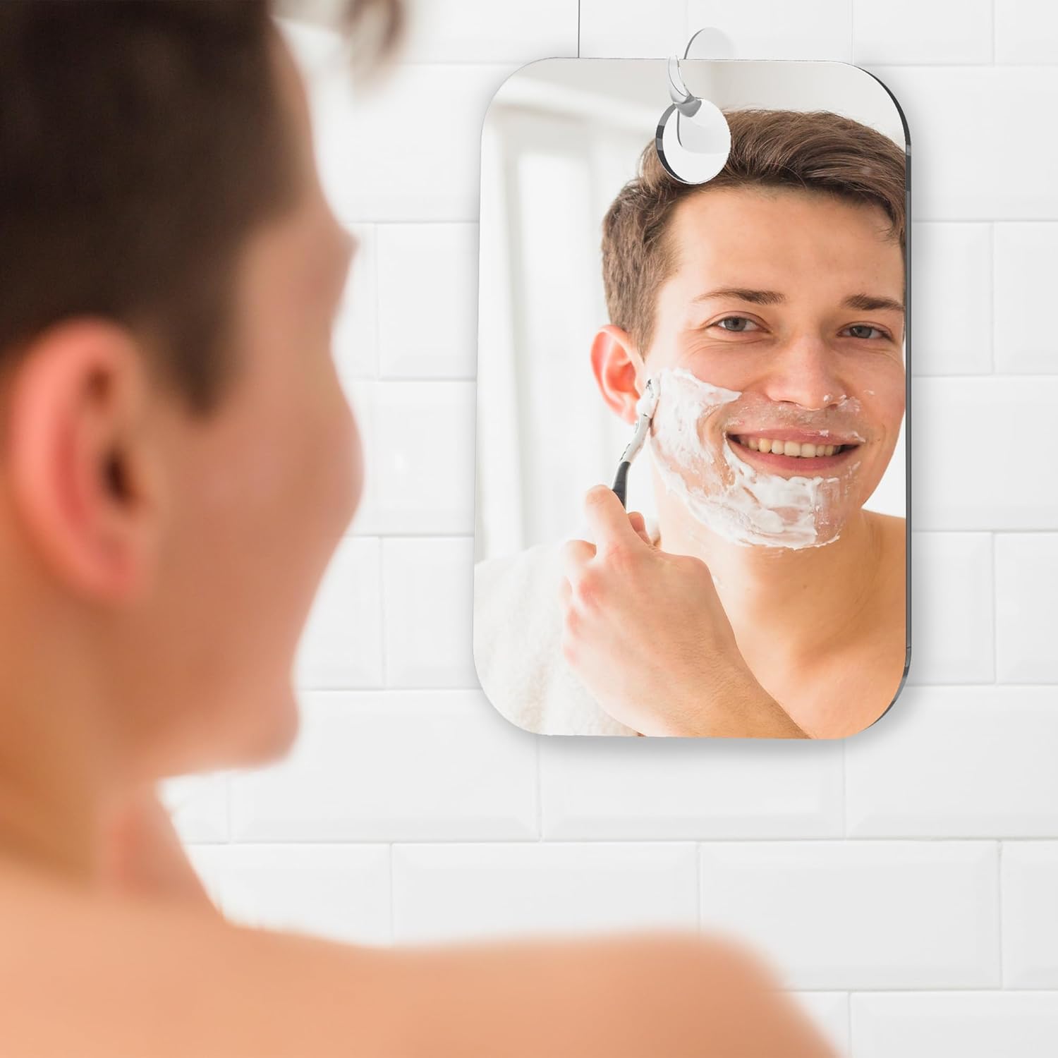HoneyBull Shower Mirror - Effortless Shaving Storage