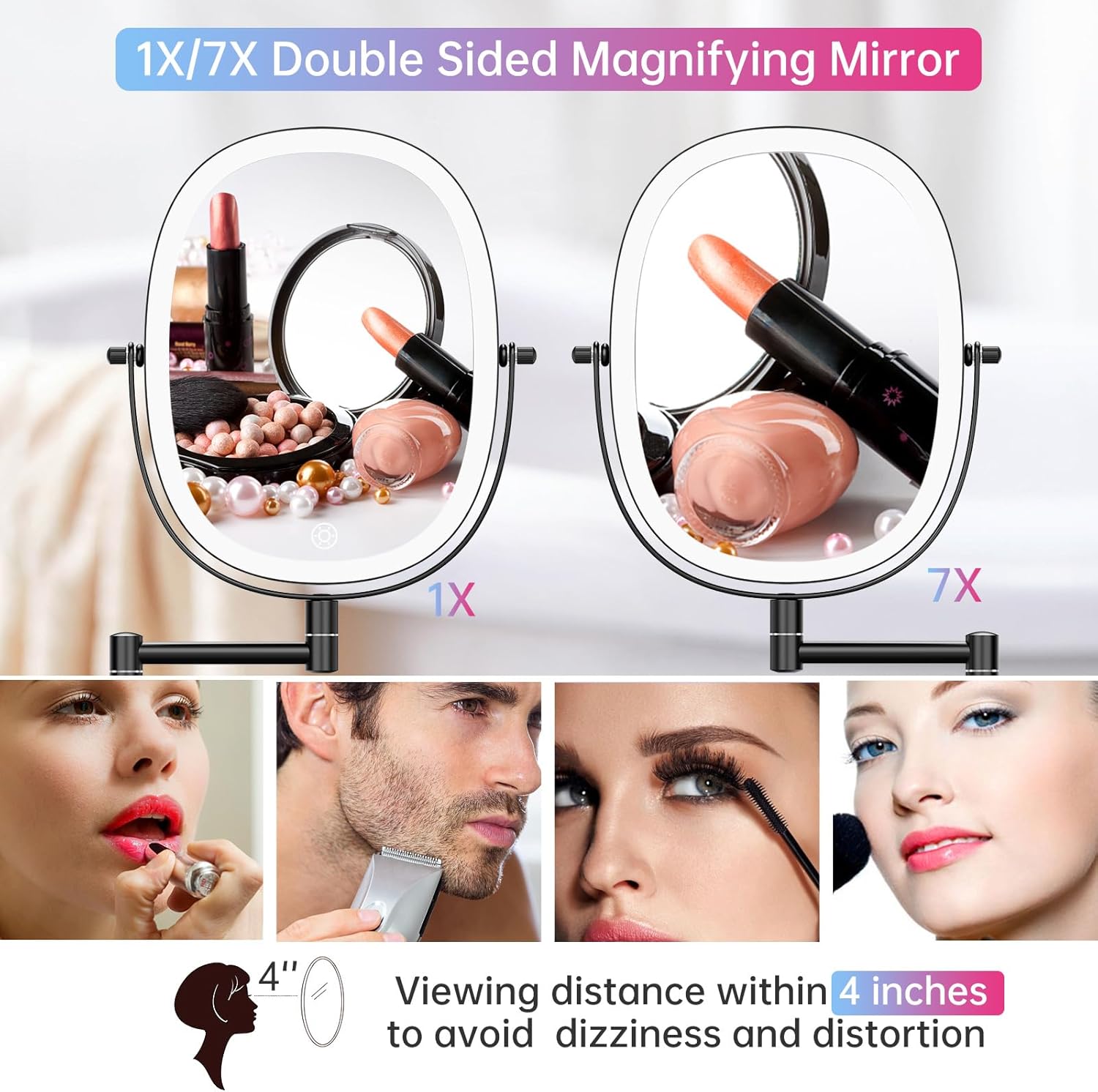 FUNTOUCH Wall Mounted Makeup Vanity Mirror Dual Magnification