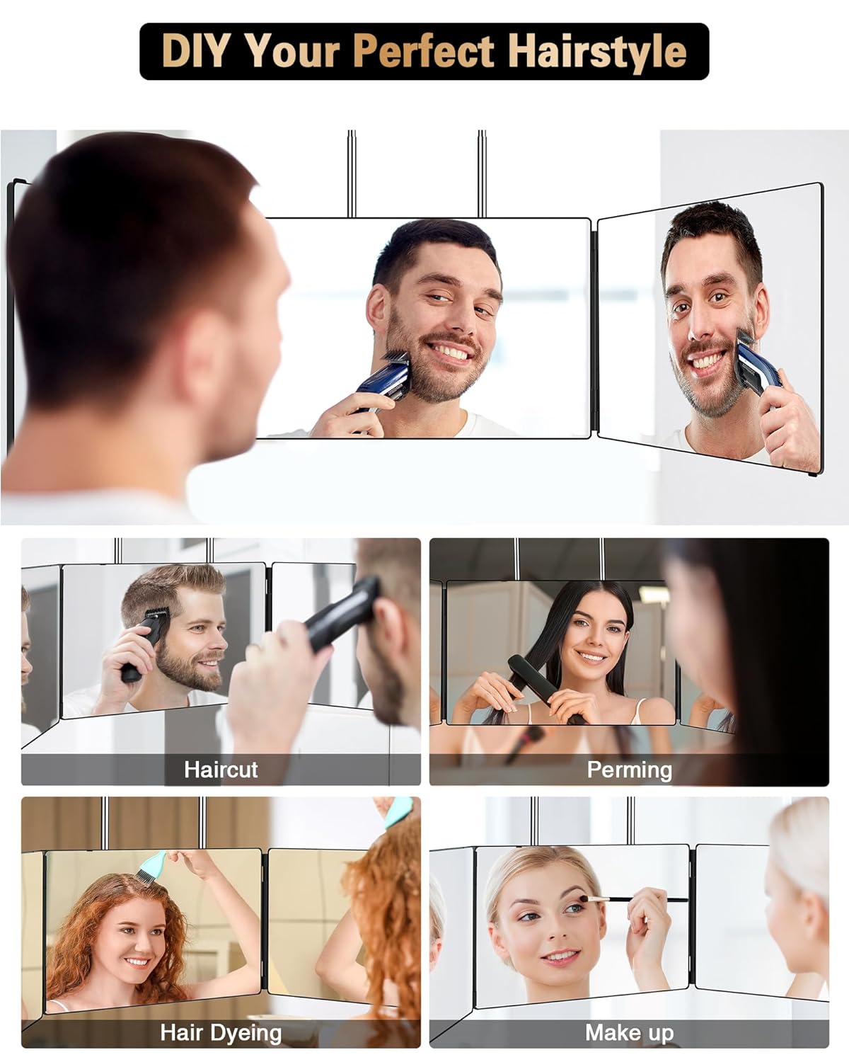 JUSRON 360 Viewing Angle Self-Hair Cutting Mirror
