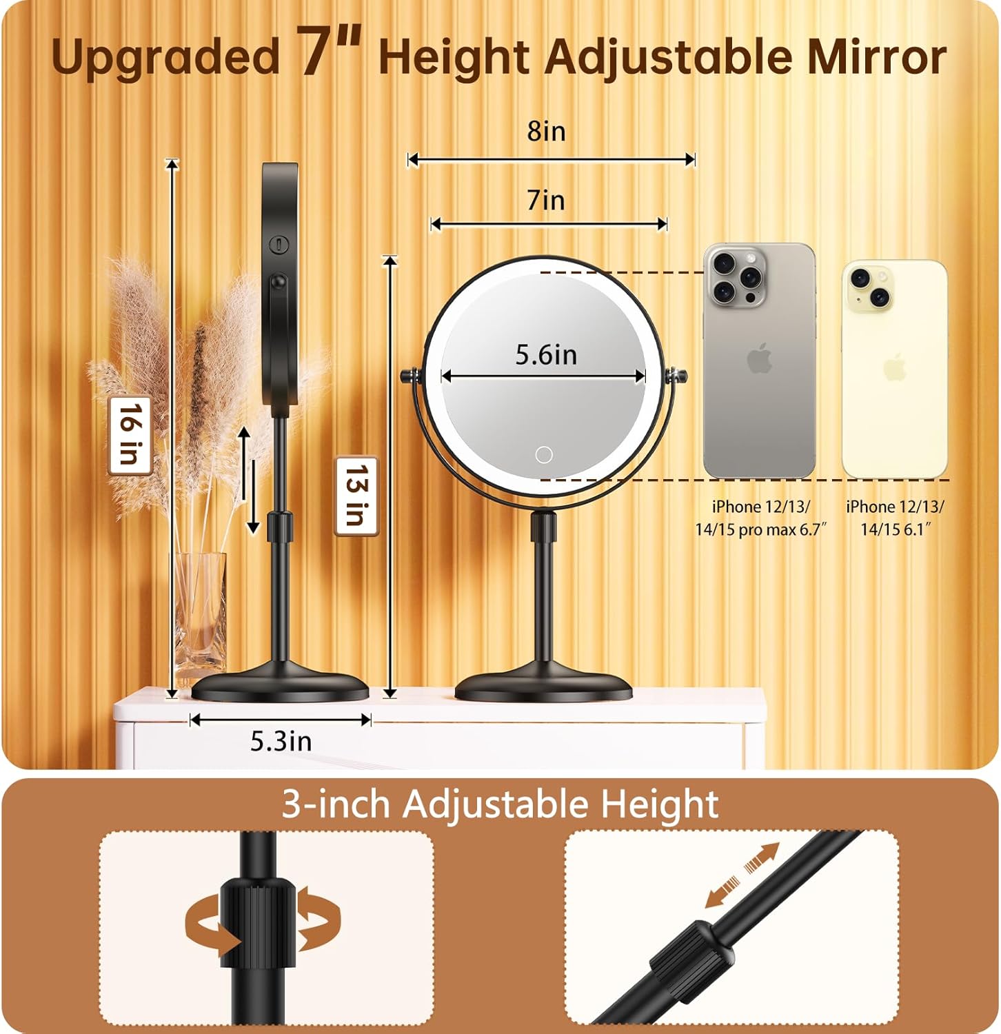 Gospire 7 Lighted Makeup Mirror with Magnification
